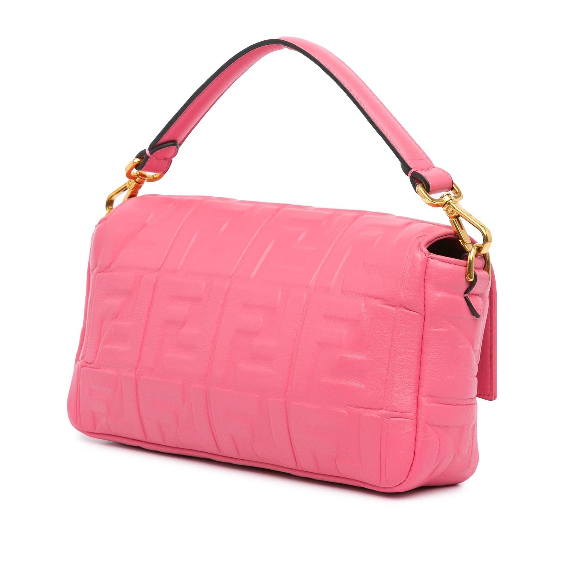Fendi Zucca Embossed Leather Baguette Satchel