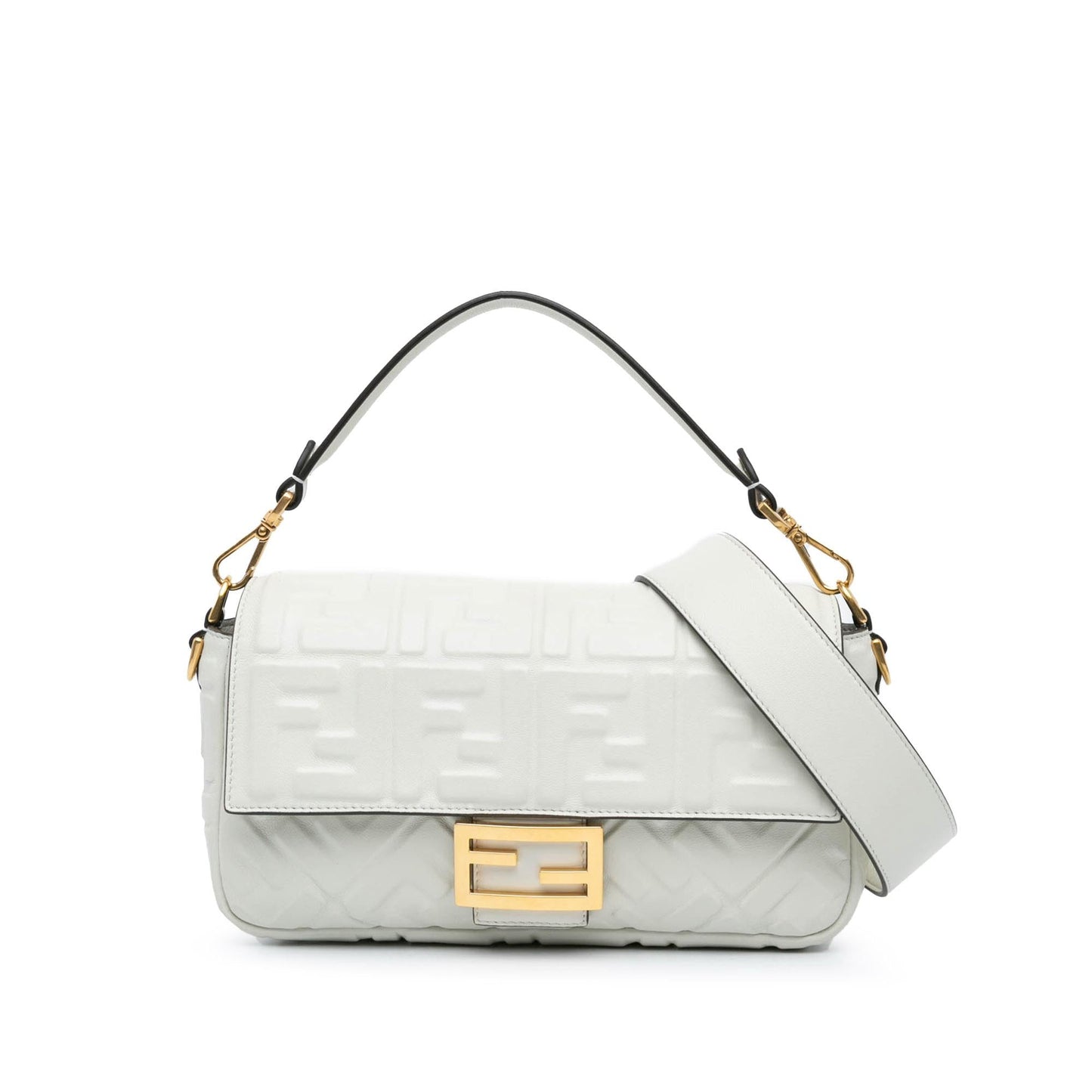Fendi Zucca Embossed Leather Baguette Satchel