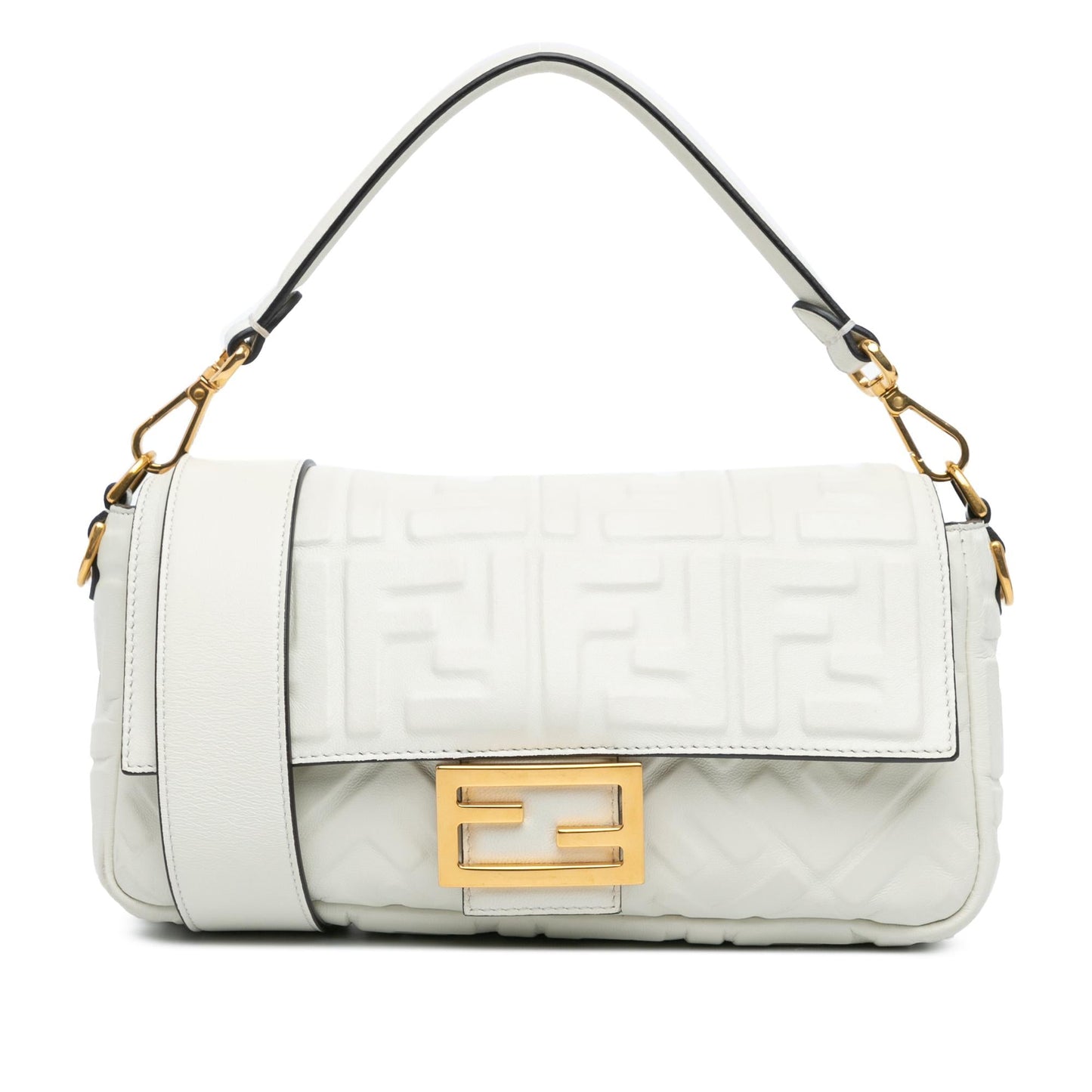 Fendi Zucca Embossed Leather Baguette Satchel