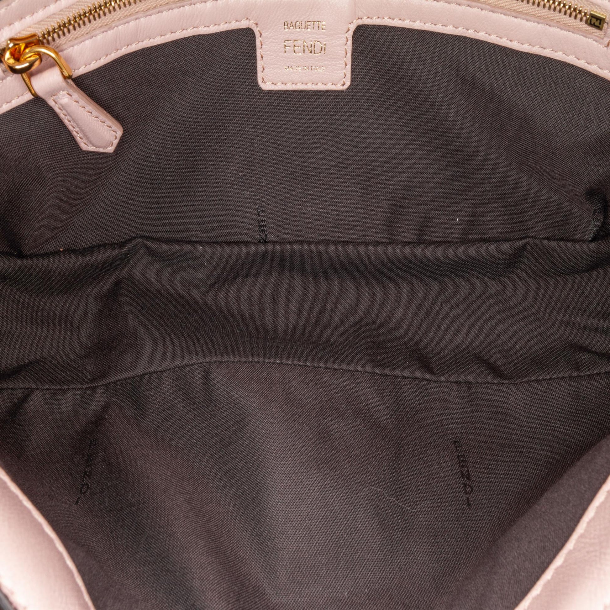 Fendi Zucca Embossed Leather Baguette Satchel