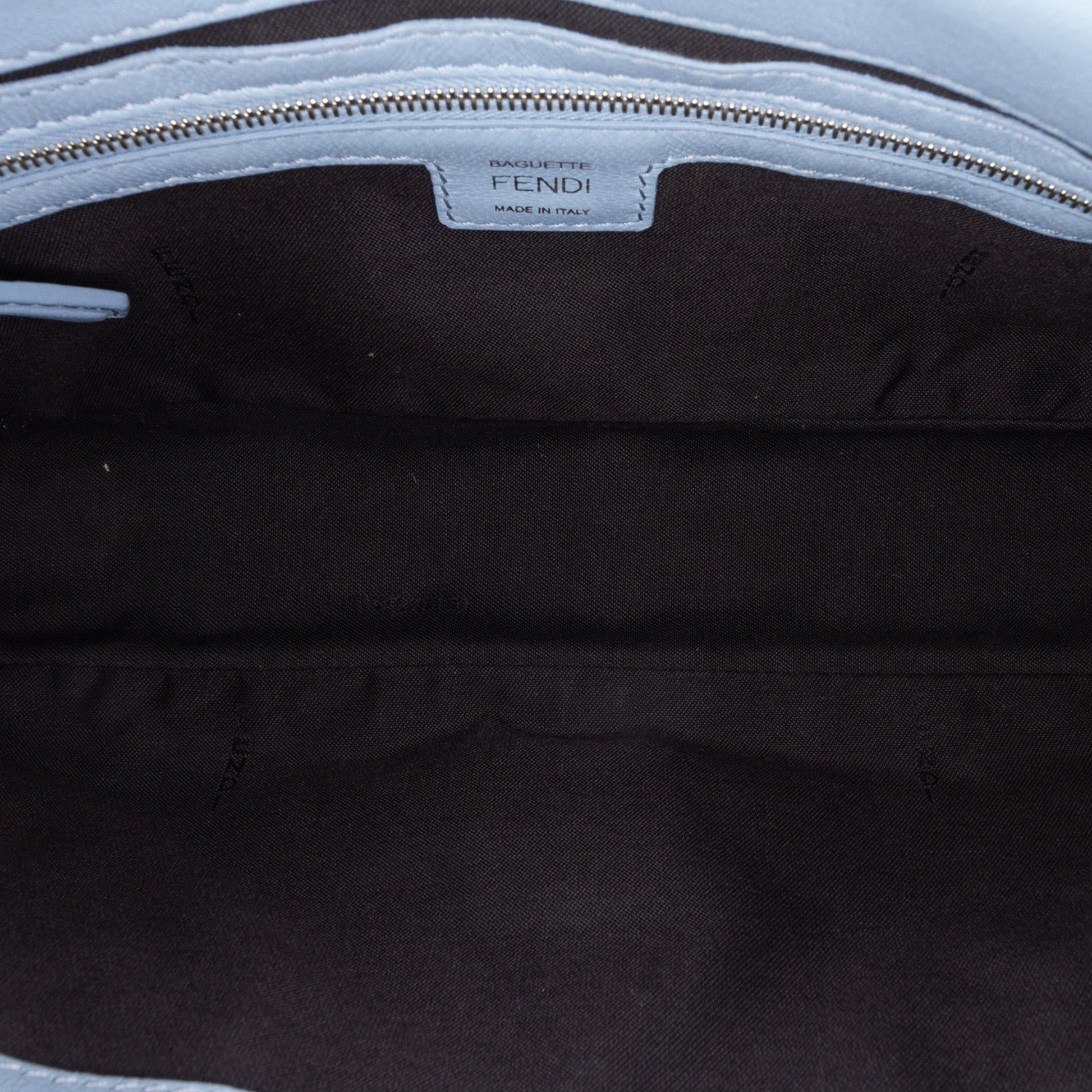 Fendi Zucca Embroidered Canvas Baguette Satchel