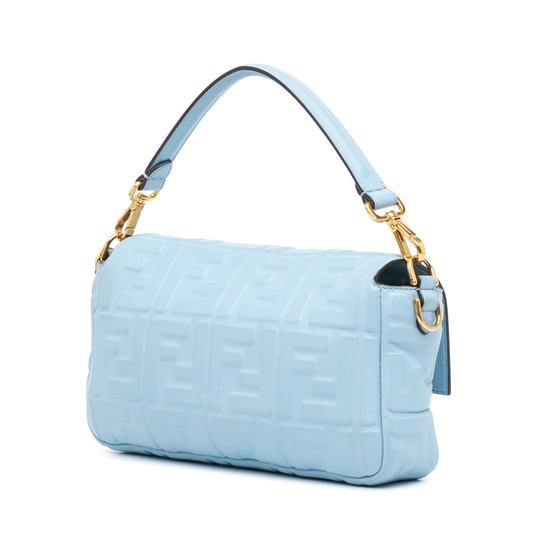 Fendi Zucca Embroidered Canvas Baguette Satchel