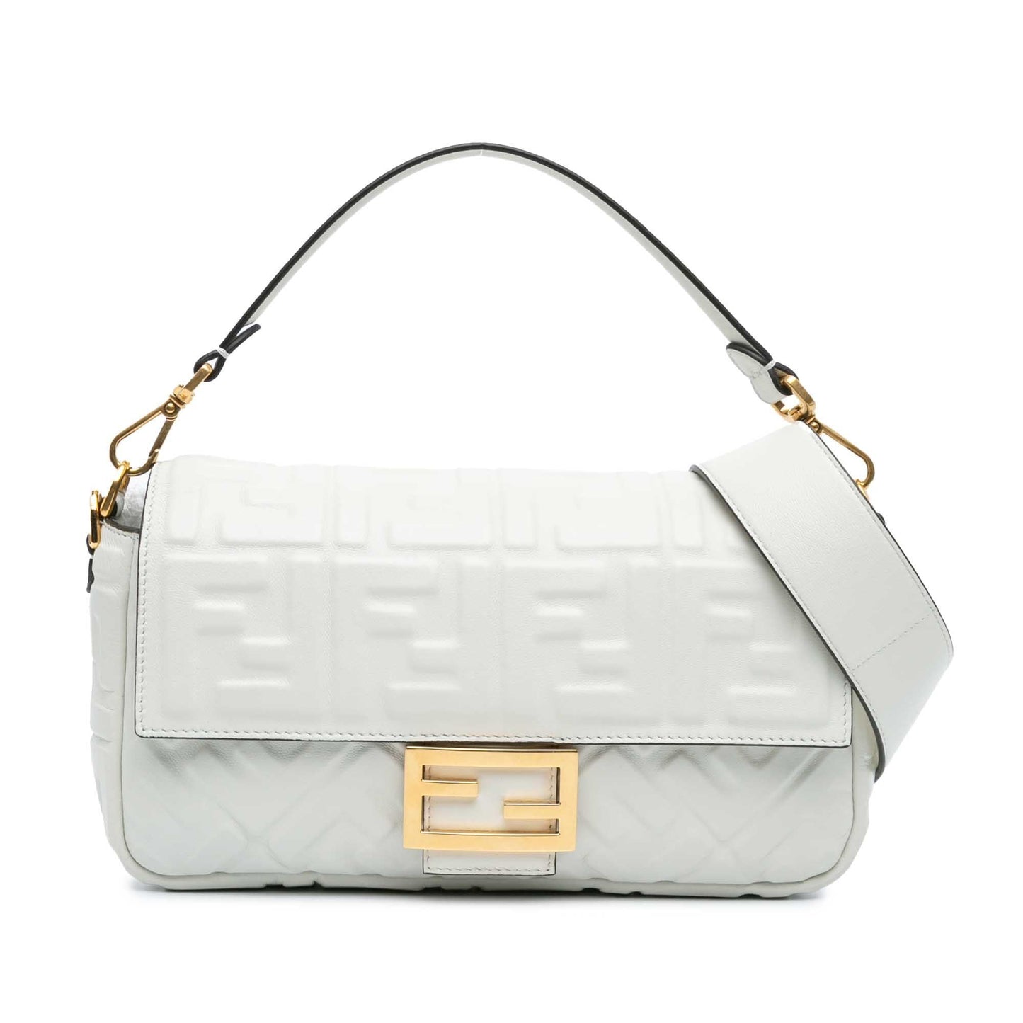Fendi Zucca Embossed Leather Baguette Satchel