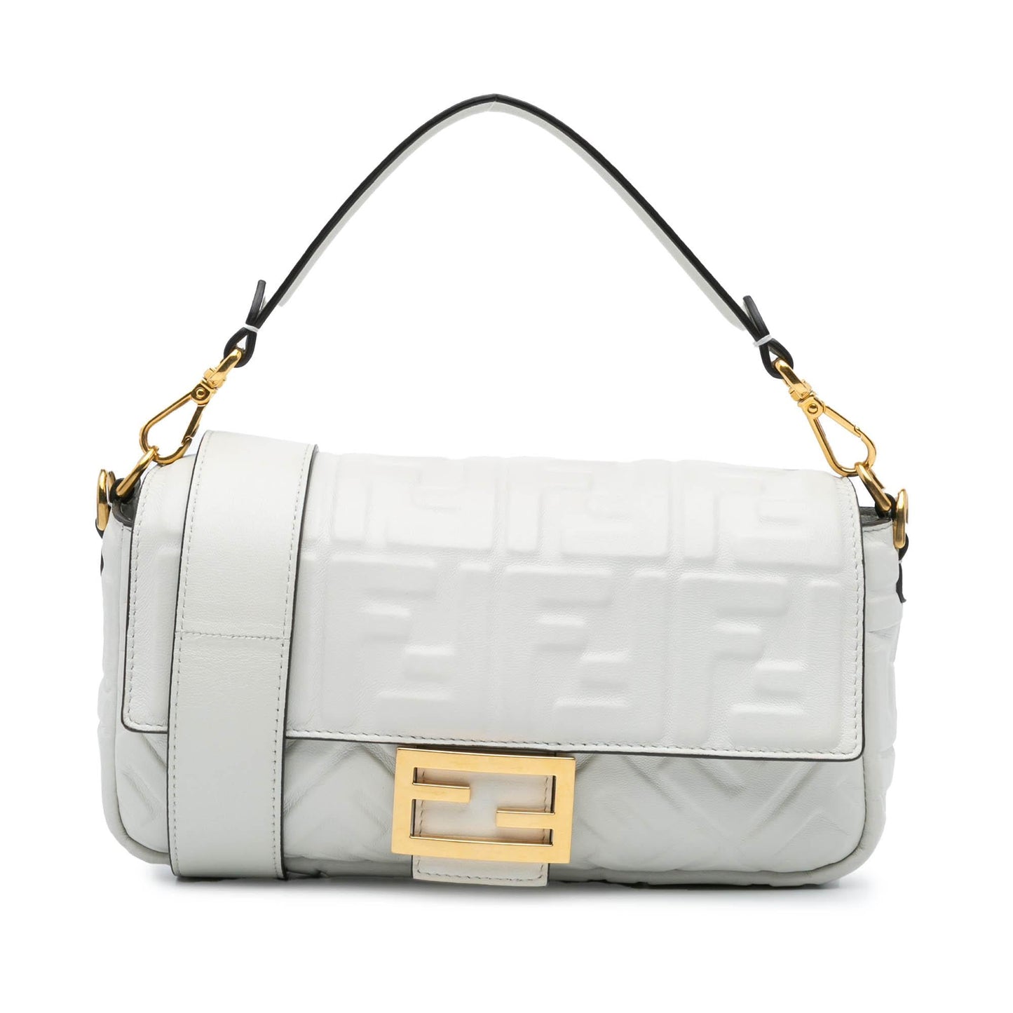 Fendi Zucca Embossed Leather Baguette Satchel
