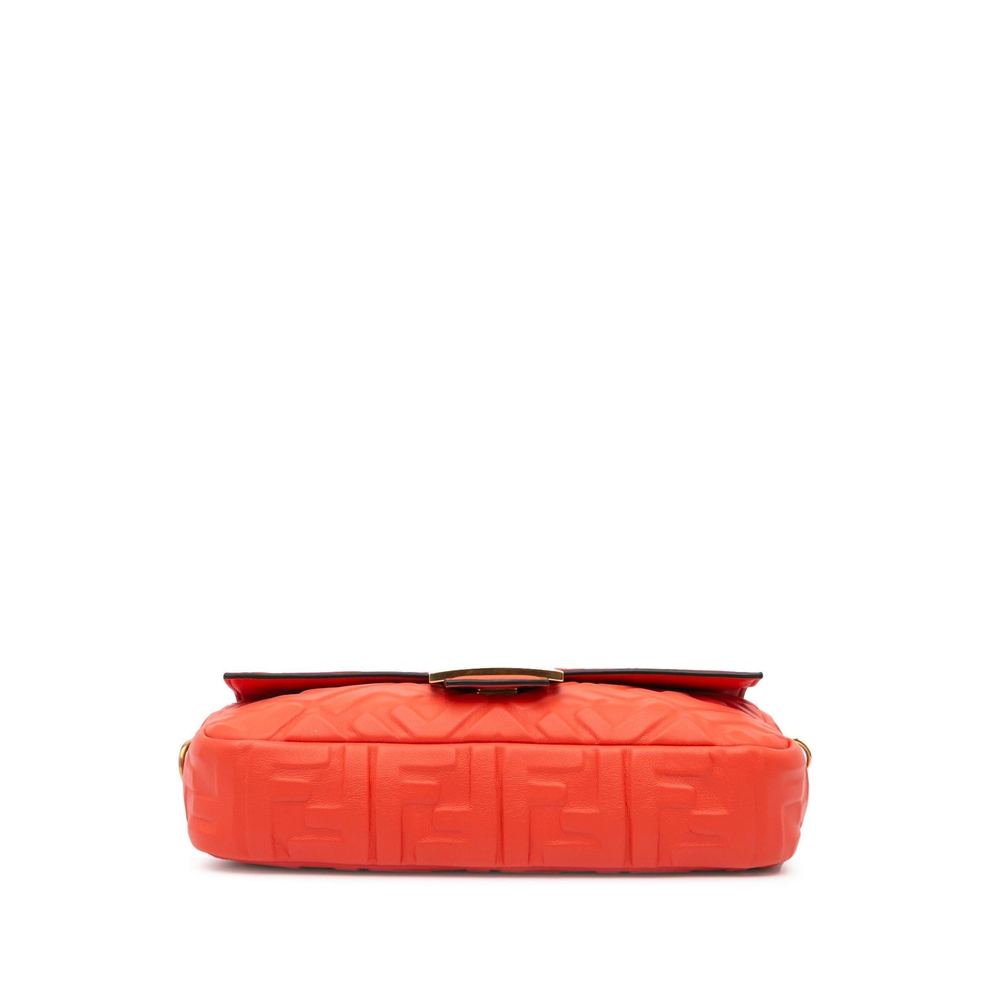 Fendi Zucca Embossed Leather Baguette Satchel