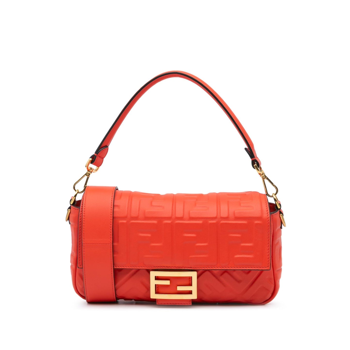 Fendi Zucca Embossed Leather Baguette Satchel