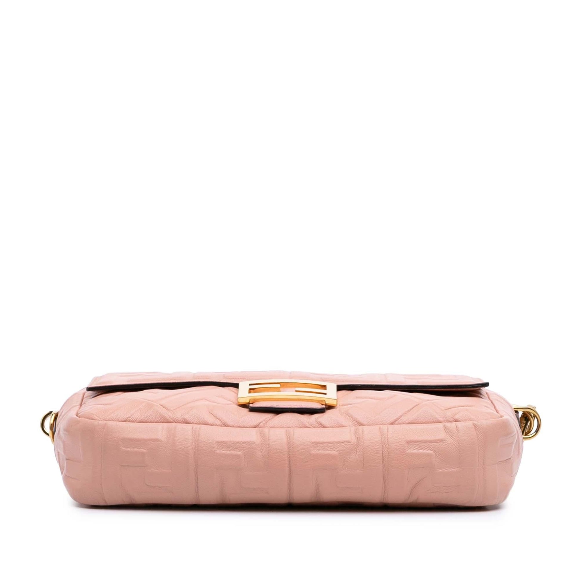 Fendi Zucca Embossed Leather Baguette Satchel
