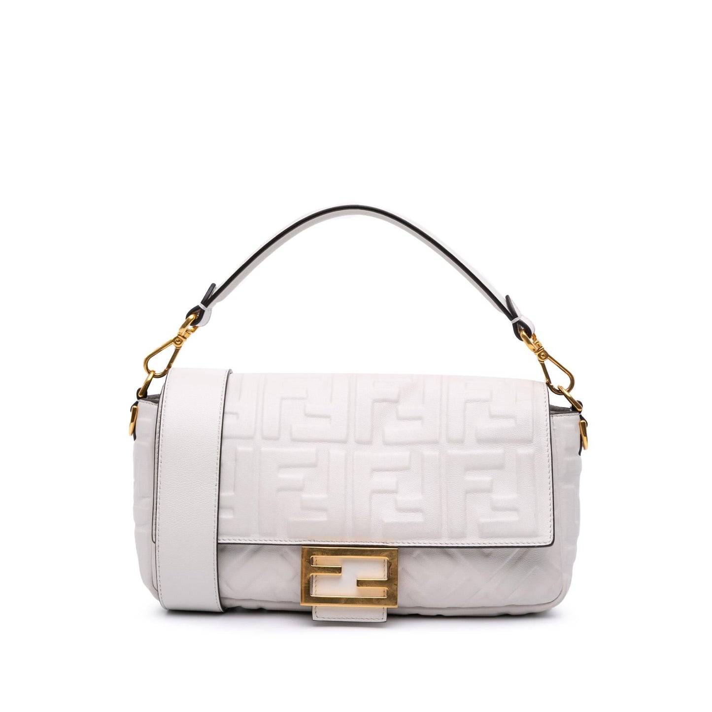 Fendi Zucca Embossed Leather Baguette Satchel