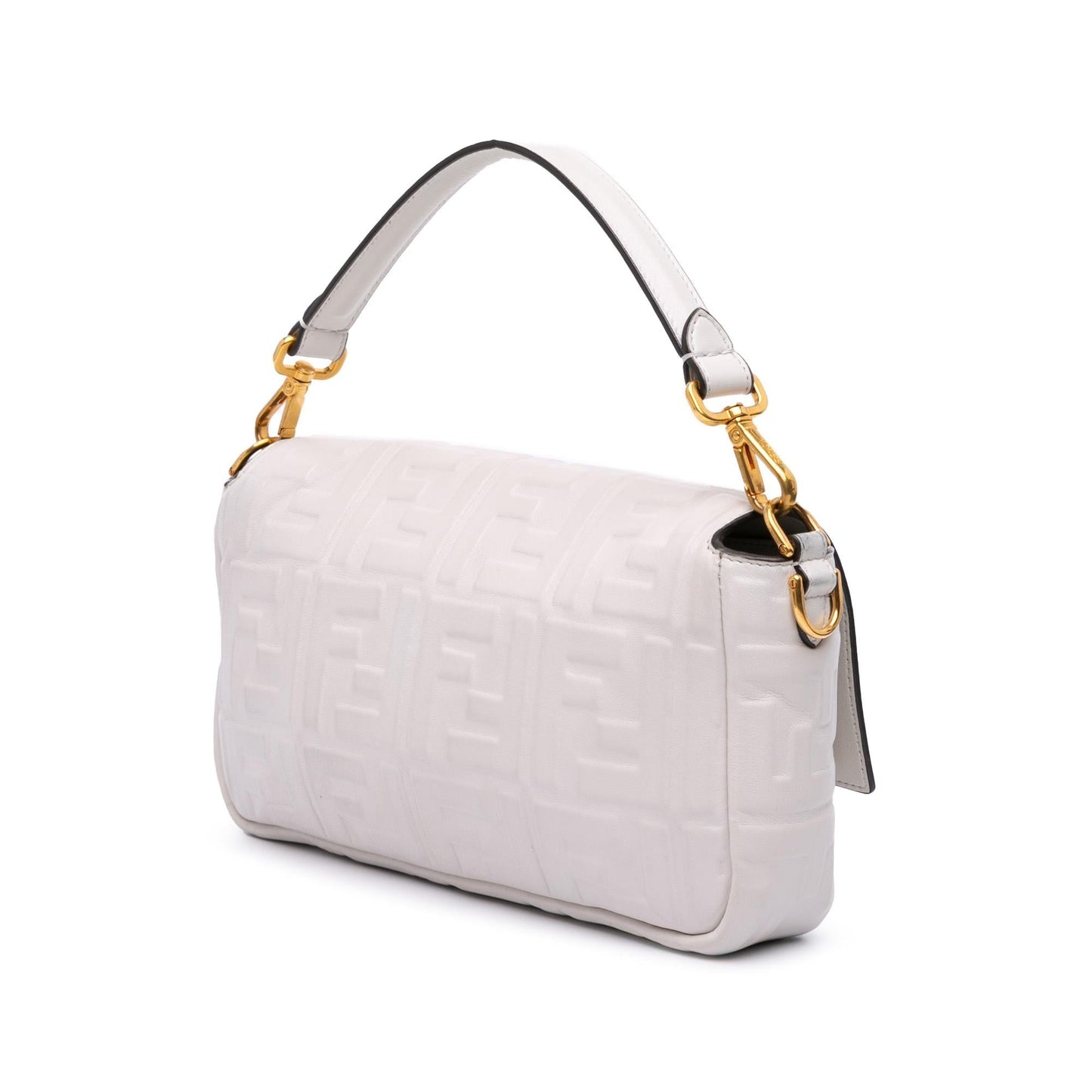 Fendi Zucca Embossed Leather Baguette Satchel