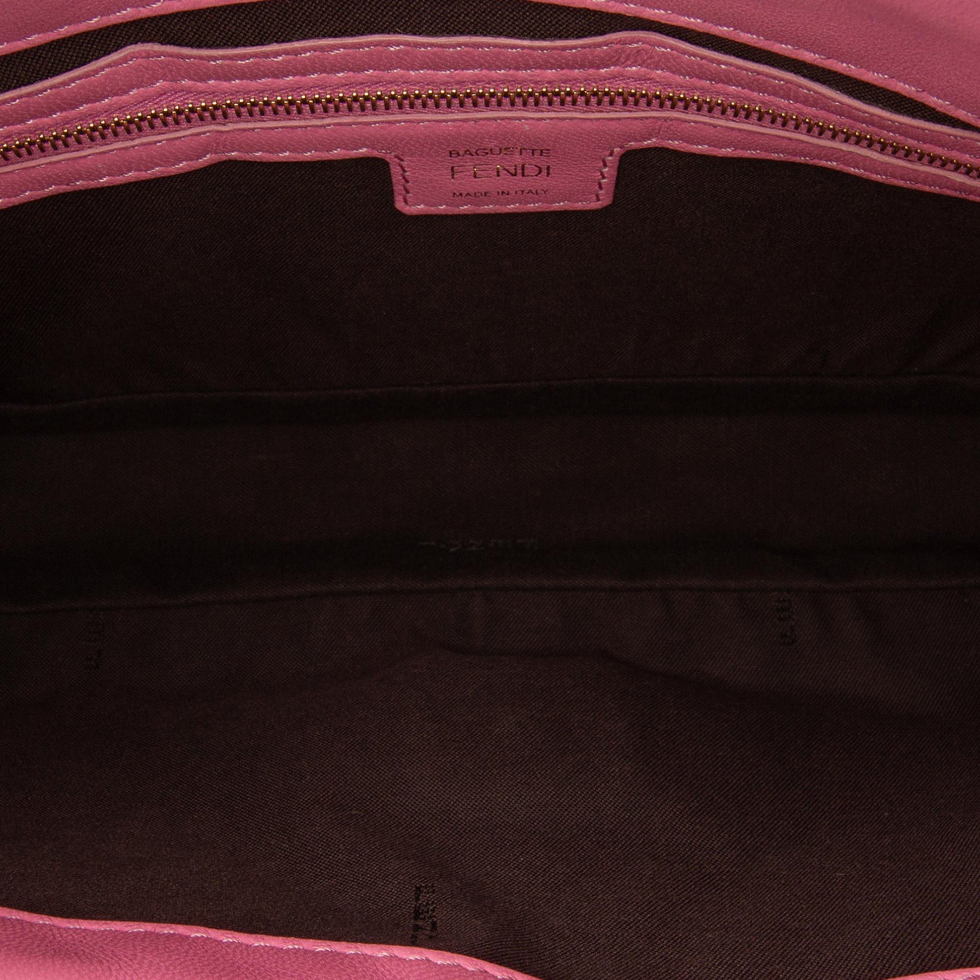 Fendi Zucca Embossed Leather Baguette Satchel
