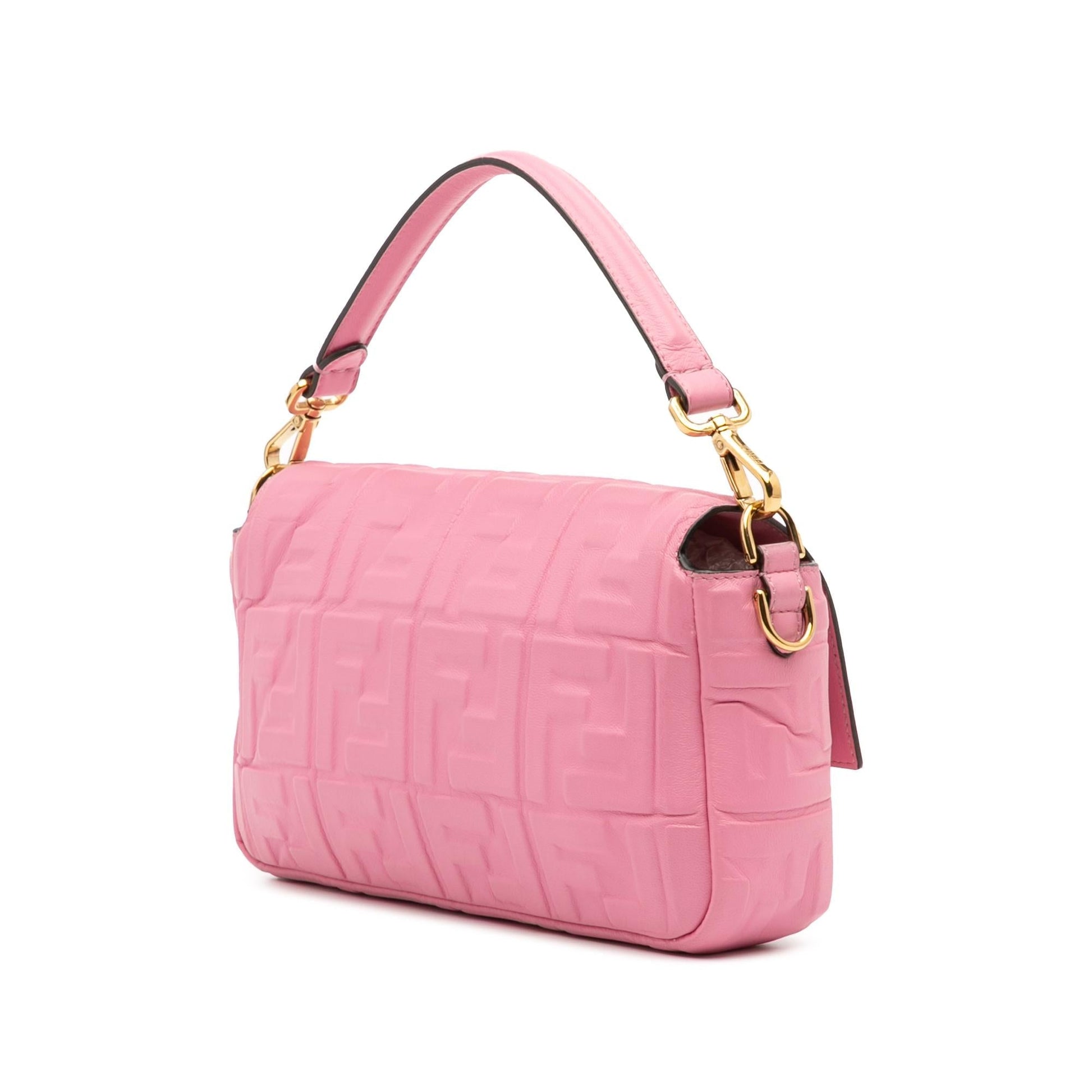 Fendi Zucca Embossed Leather Baguette Satchel