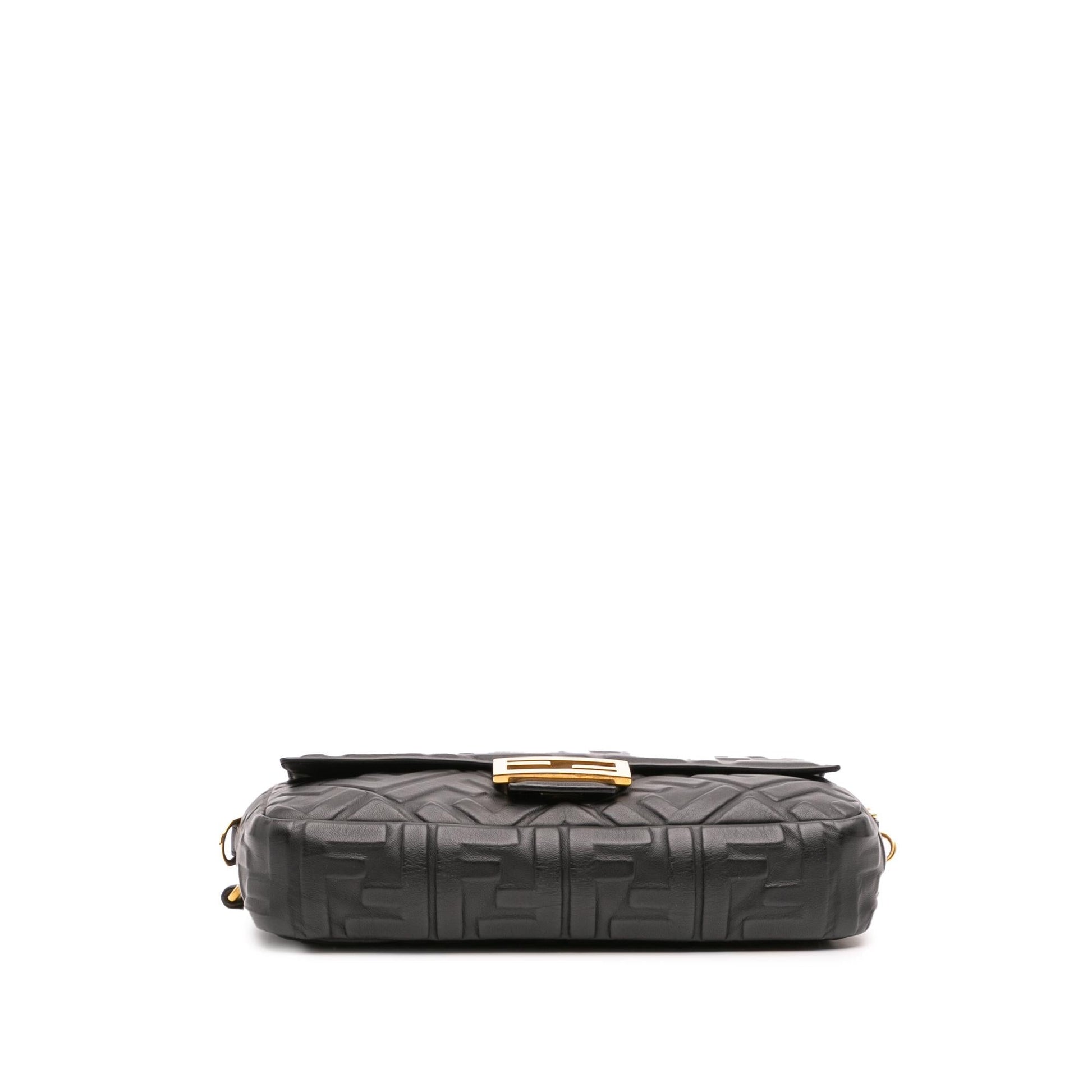 Fendi Zucca Embossed Leather Baguette Satchel