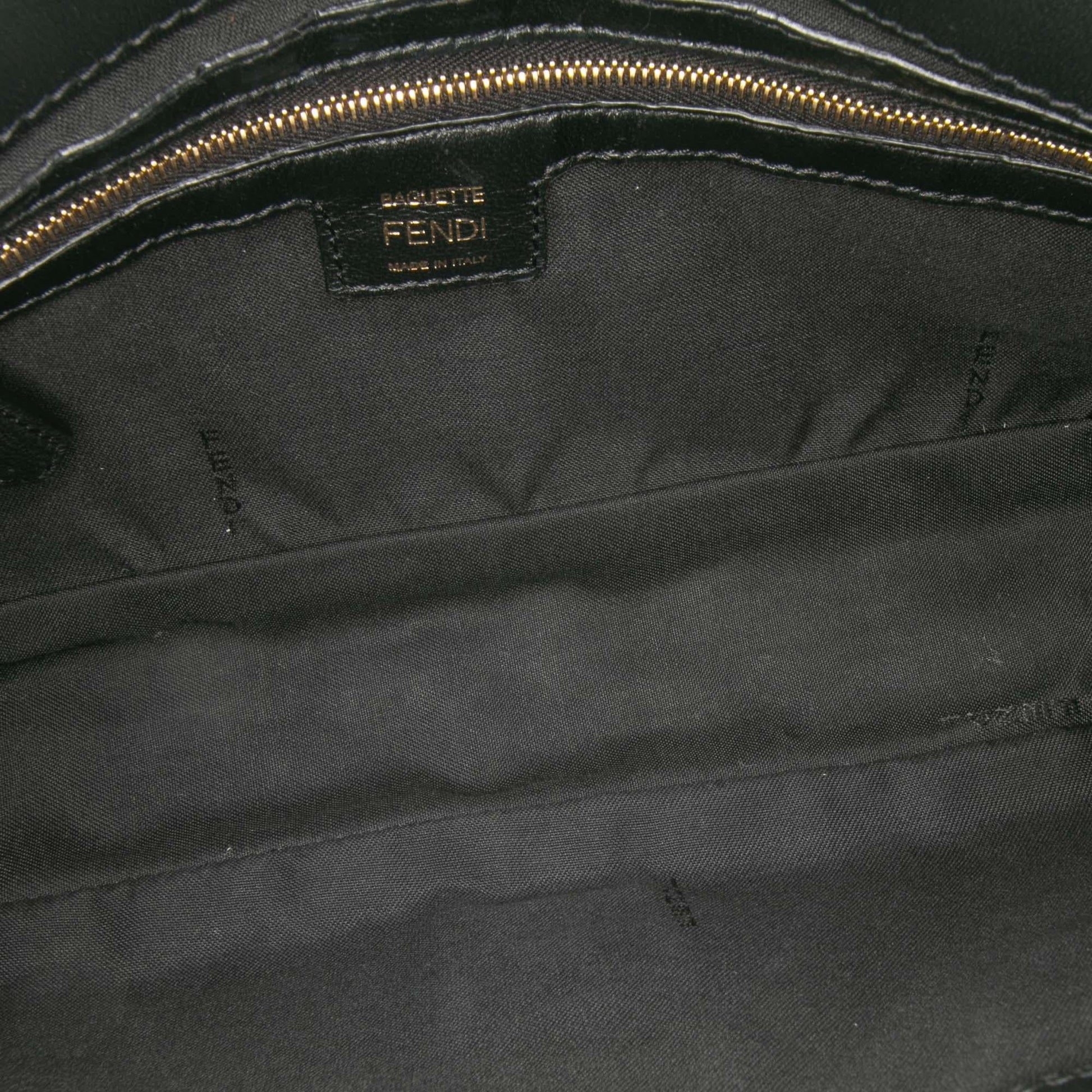 Fendi Zucca Embossed Leather Baguette Satchel