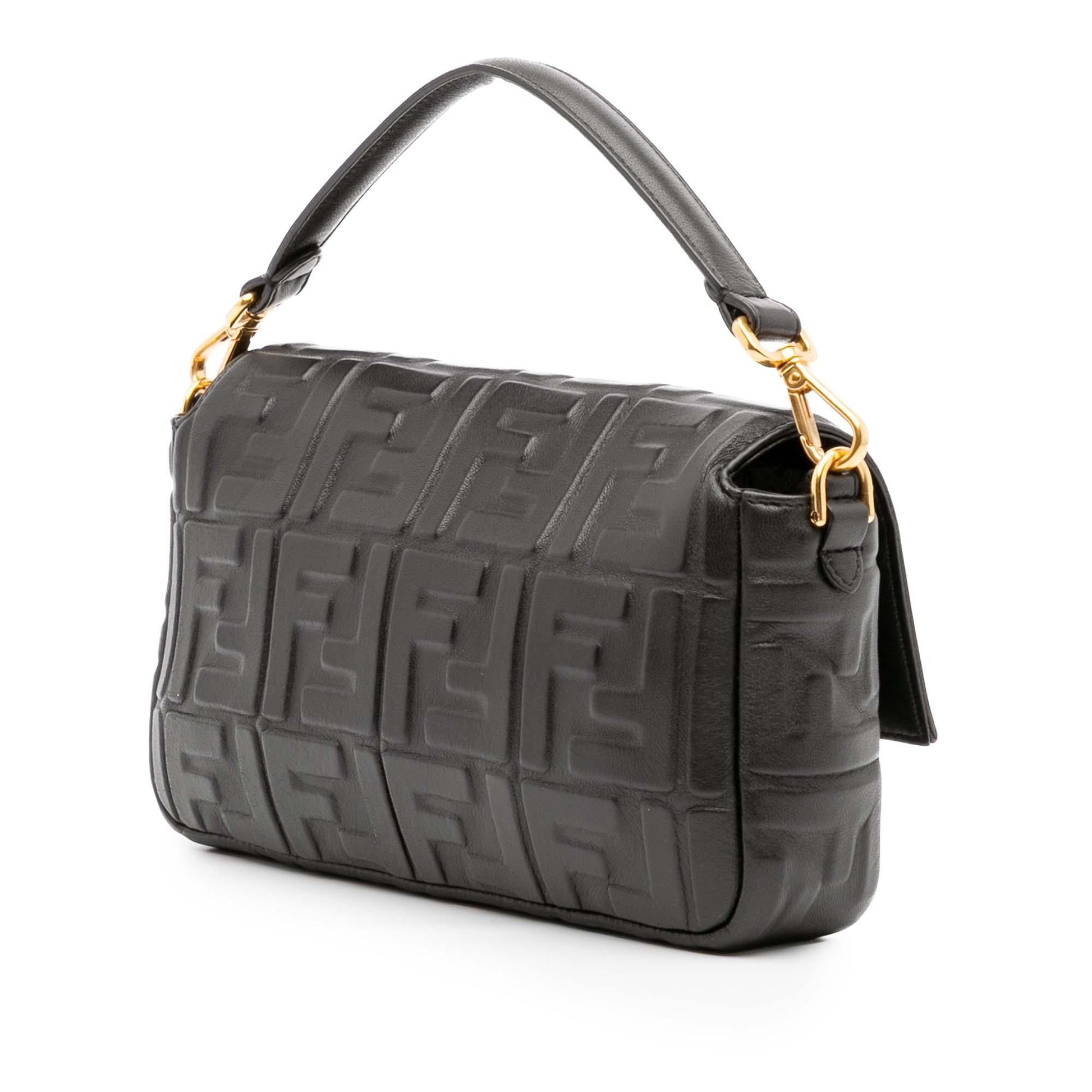 Fendi Zucca Embossed Leather Baguette Satchel