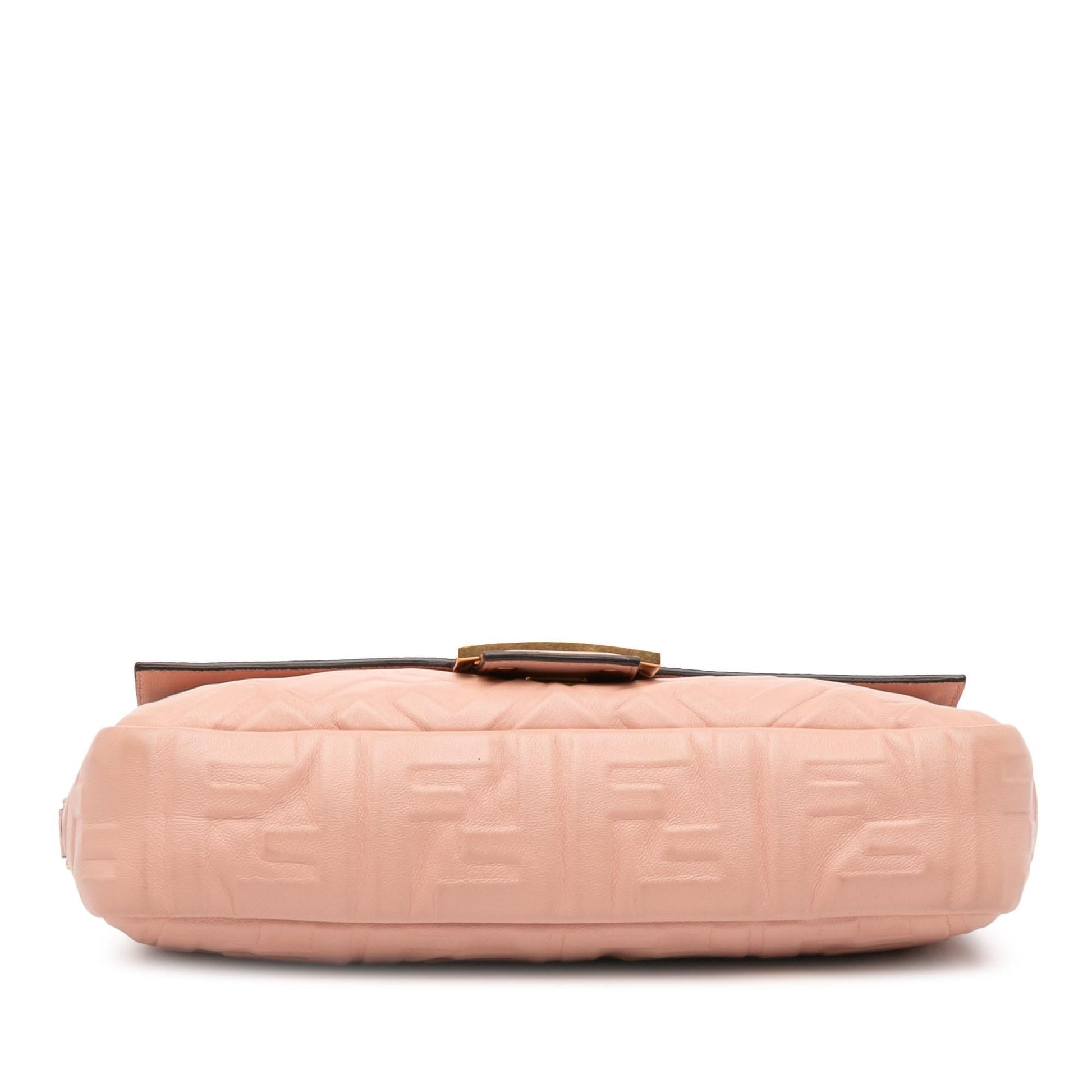 Fendi Zucca Embossed Leather Baguette Satchel