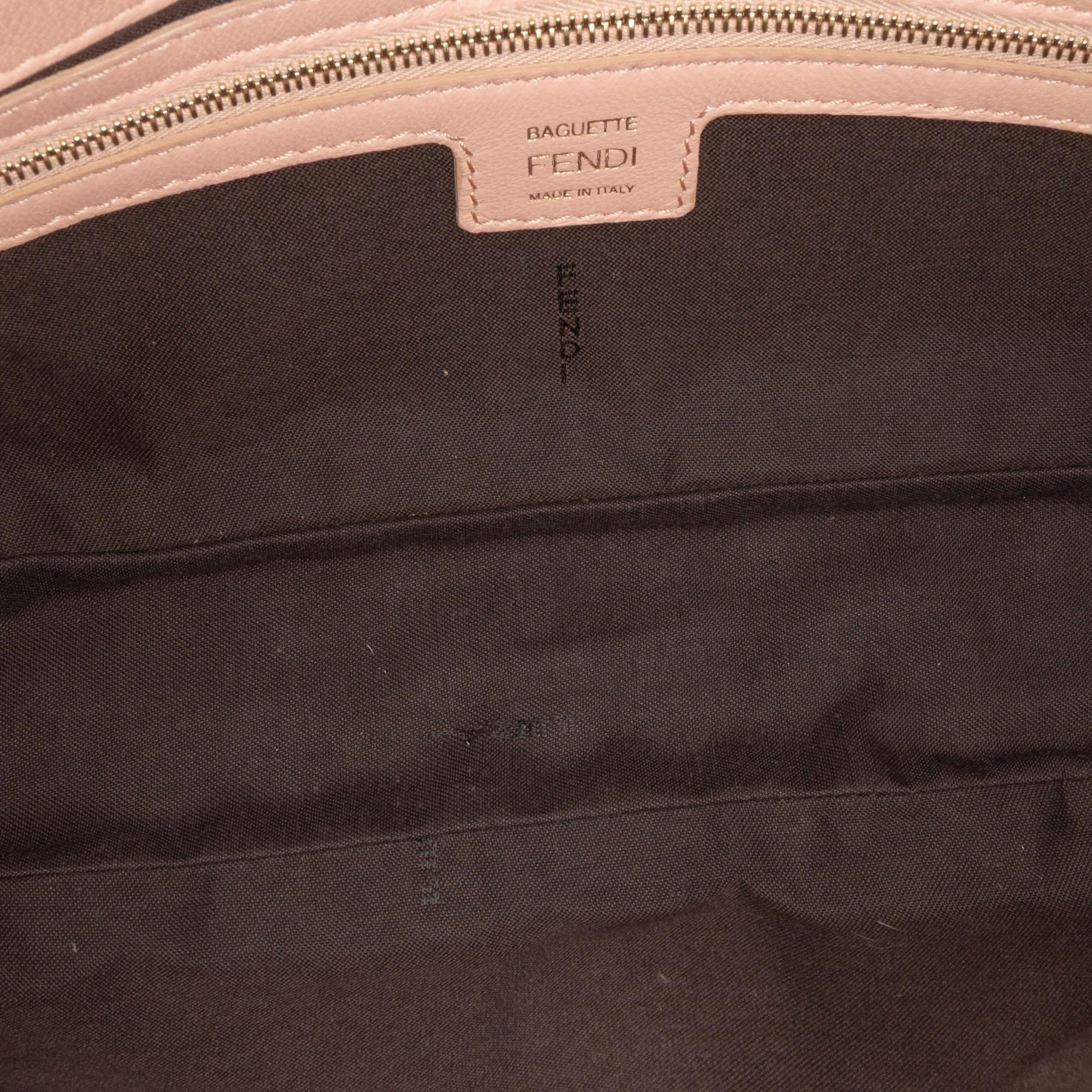Fendi Zucca Embossed Leather Baguette Satchel