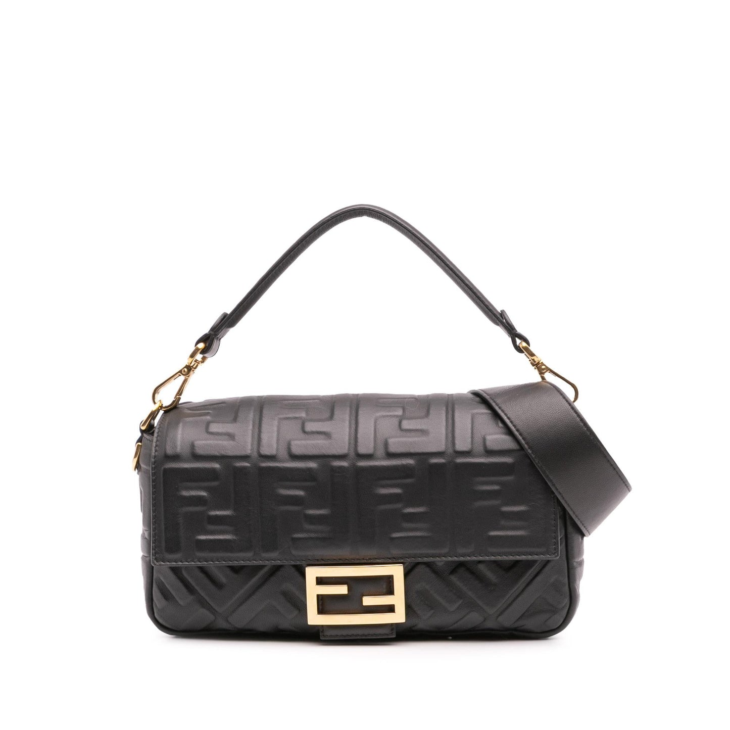 Fendi Zucca Embossed Leather Baguette Satchel