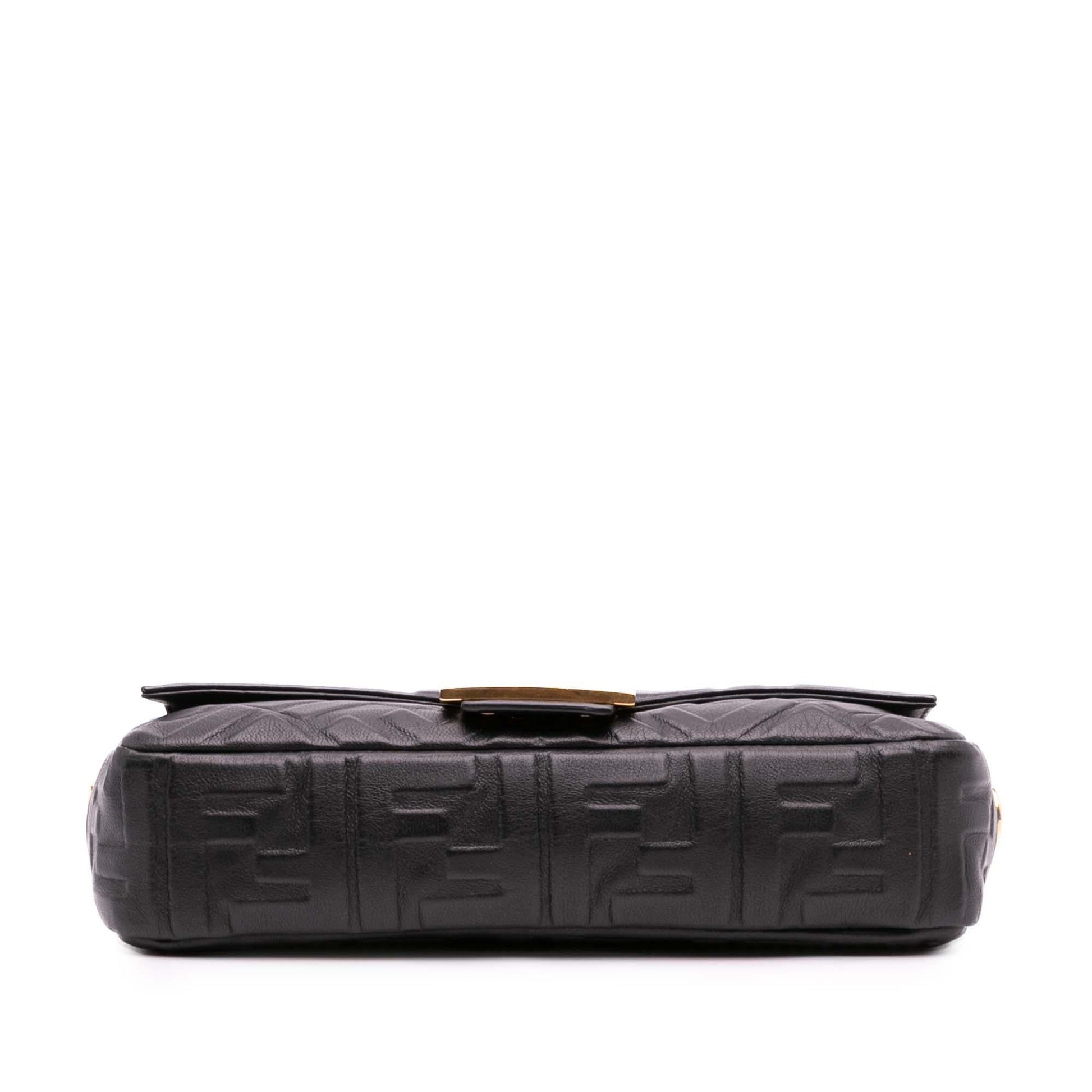 Fendi Zucca Embossed Leather Baguette Satchel