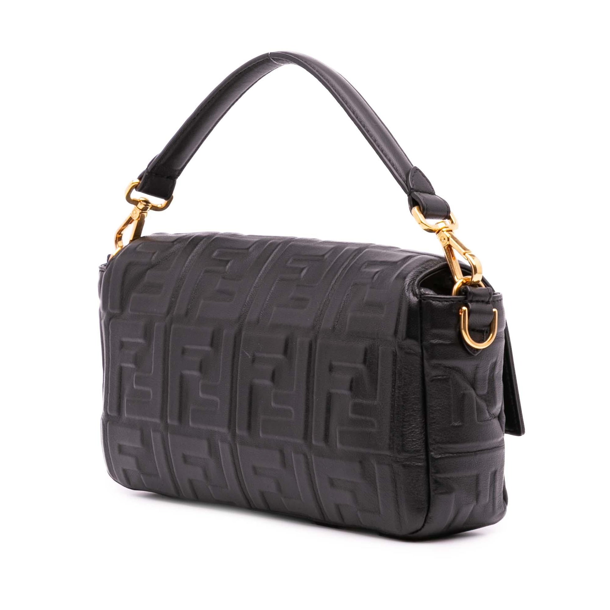 Fendi Zucca Embossed Leather Baguette Satchel