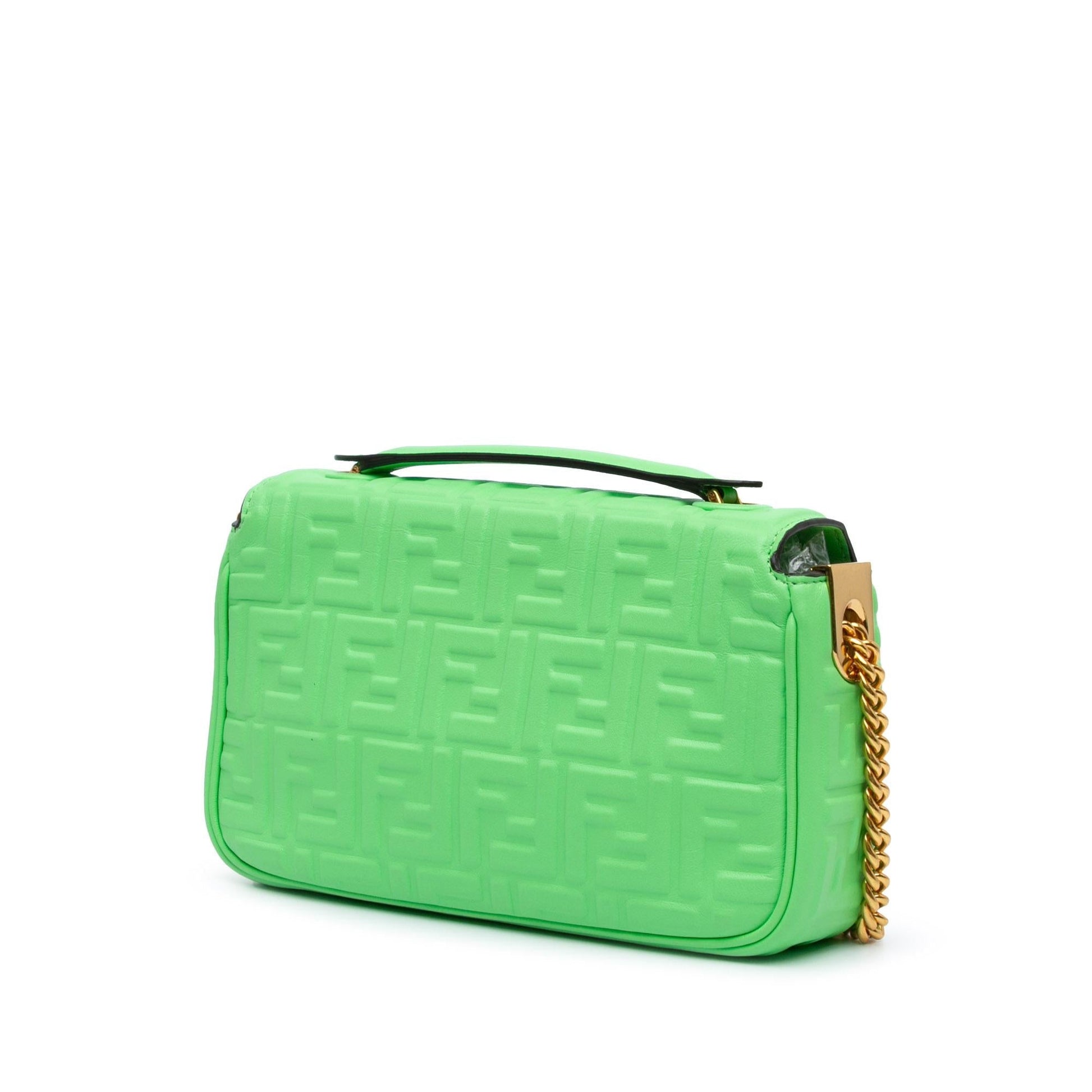 Fendi Zucca Embossed Leather Chain Midi Baguette