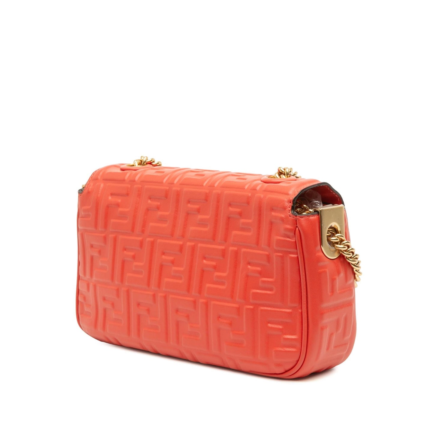 Fendi Zucca Embossed Leather Chain Midi Baguette