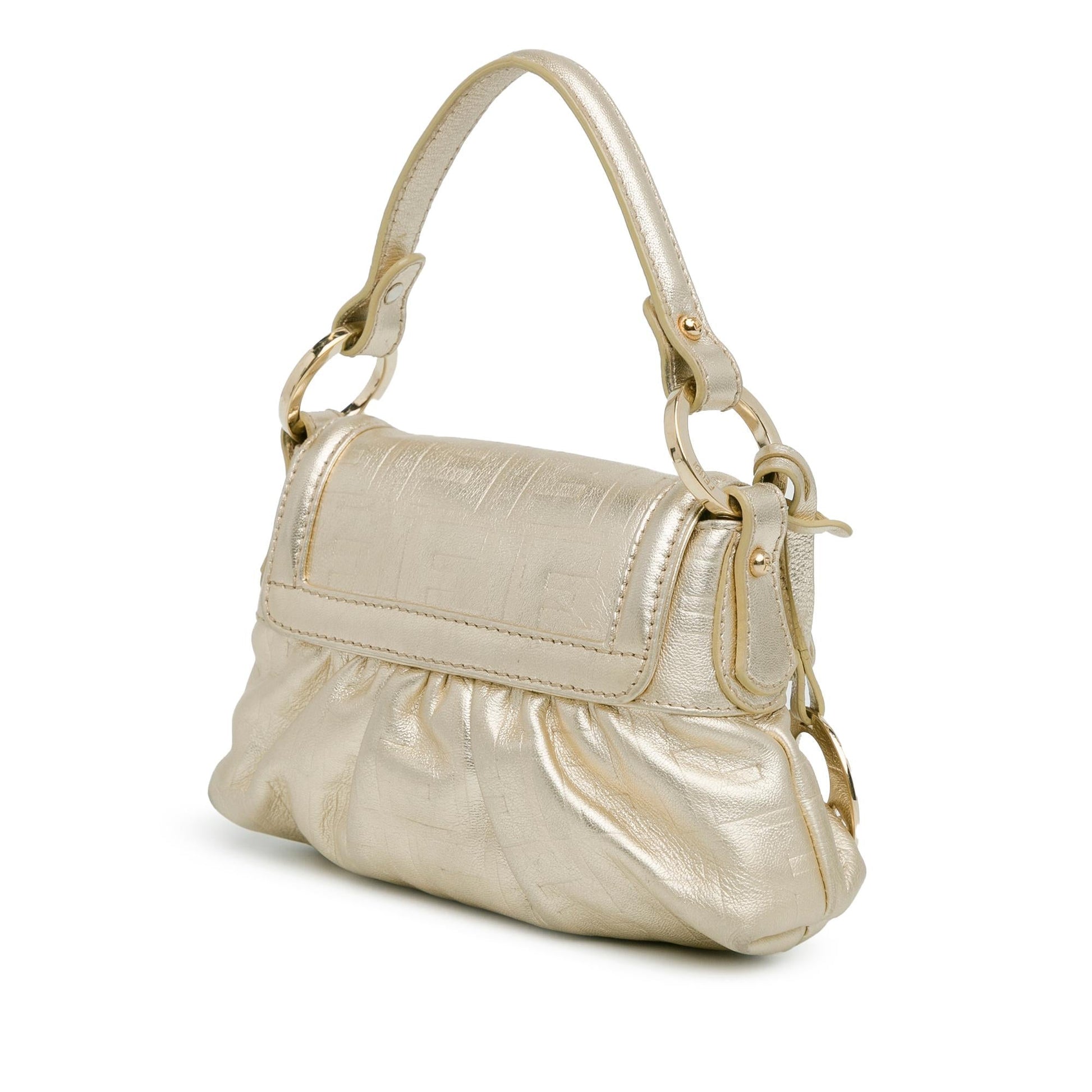 Fendi Mini Zucca Embossed Leather Baguette Satchel (SHG-CD0Erc)