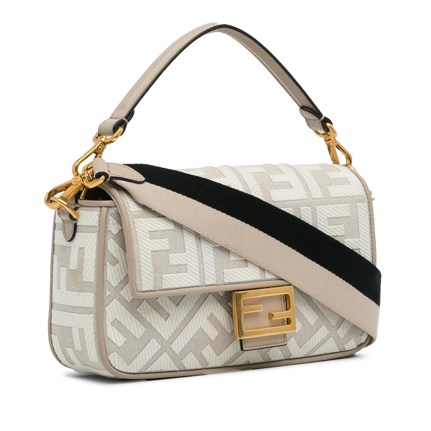 Fendi Zucca Embroidered Baguette Satchel (8kCI03)