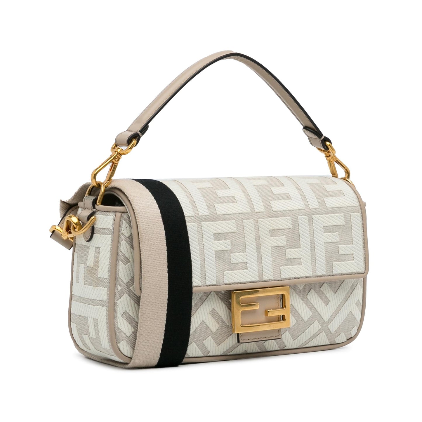 Fendi Zucca Embroidered Baguette Satchel (8kCI03)