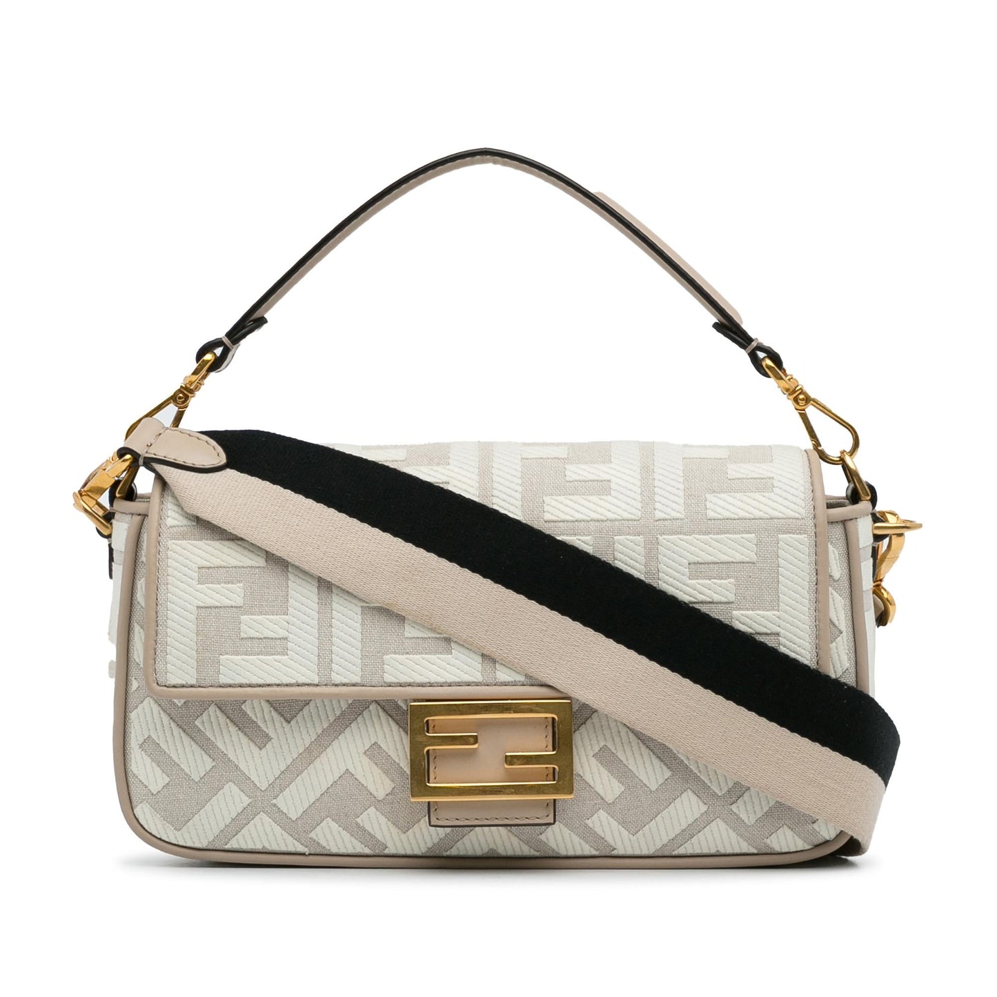 Fendi Zucca Embroidered Baguette Satchel (8kCI03)