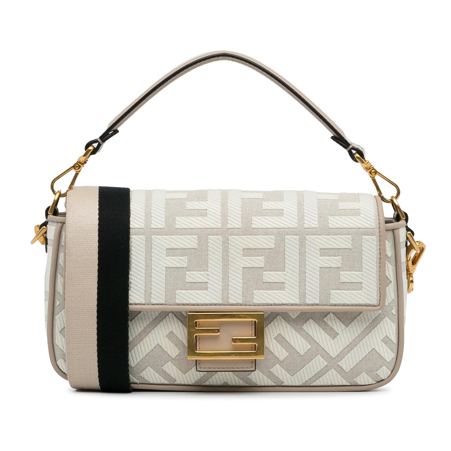 Fendi Zucca Embroidered Baguette Satchel (8kCI03)