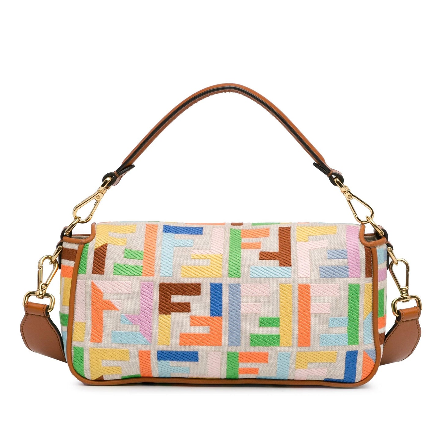 Fendi Zucca Embroidered Canvas Baguette Satchel (iZ39pU)