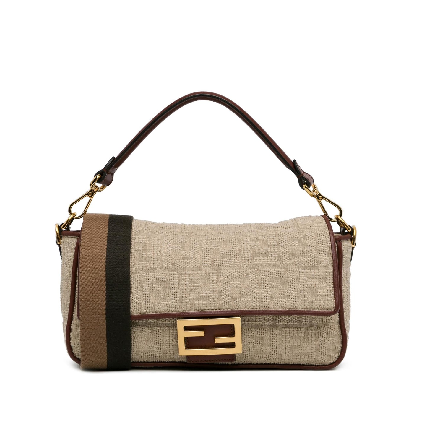 Fendi Zucca Embroidered Canvas Baguette Satchel (EhV62g)