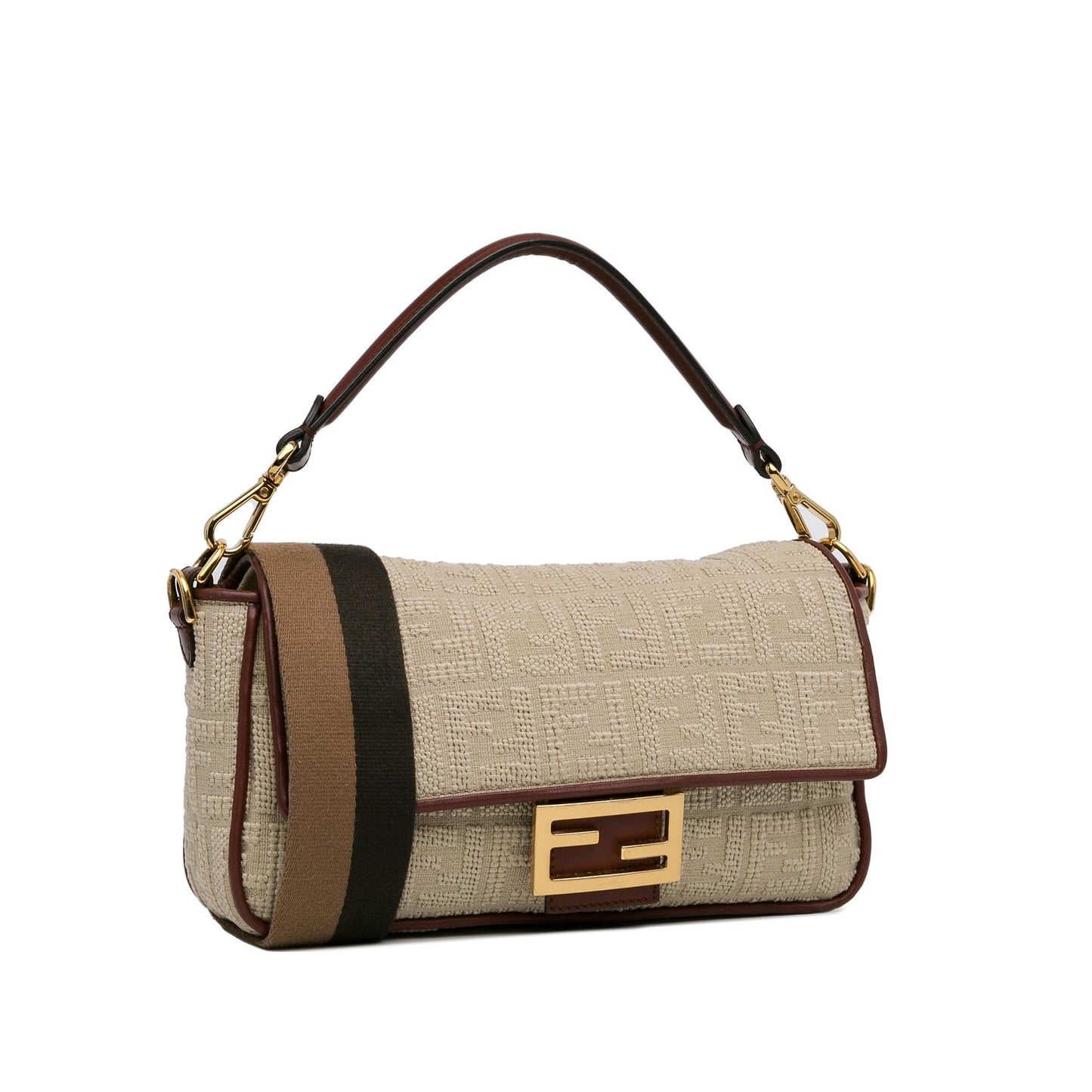Fendi Zucca Embroidered Canvas Baguette Satchel (EhV62g)