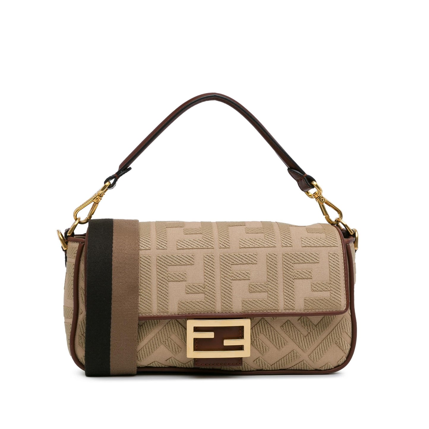Fendi Zucca Embroidered Canvas Baguette Satchel (62z4Da)
