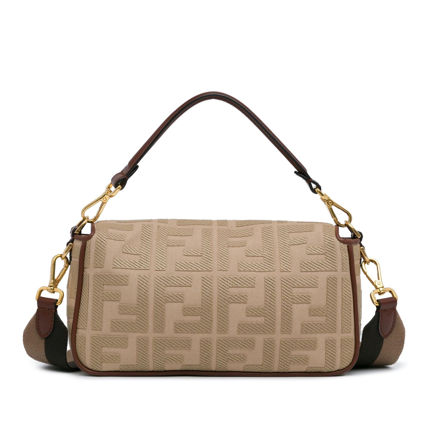 Fendi Zucca Embroidered Canvas Baguette Satchel