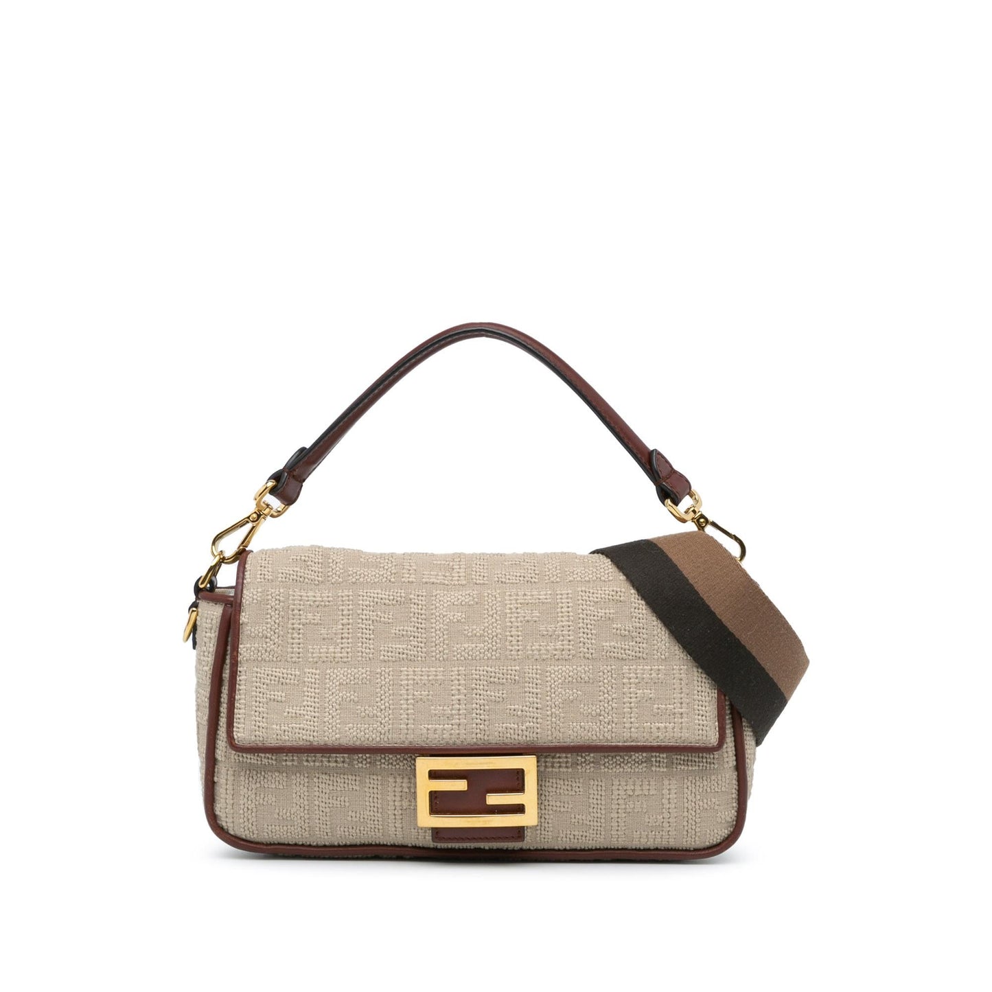 Fendi Zucca Embroidered Canvas Baguette Satchel (SHG-mIE6q3)