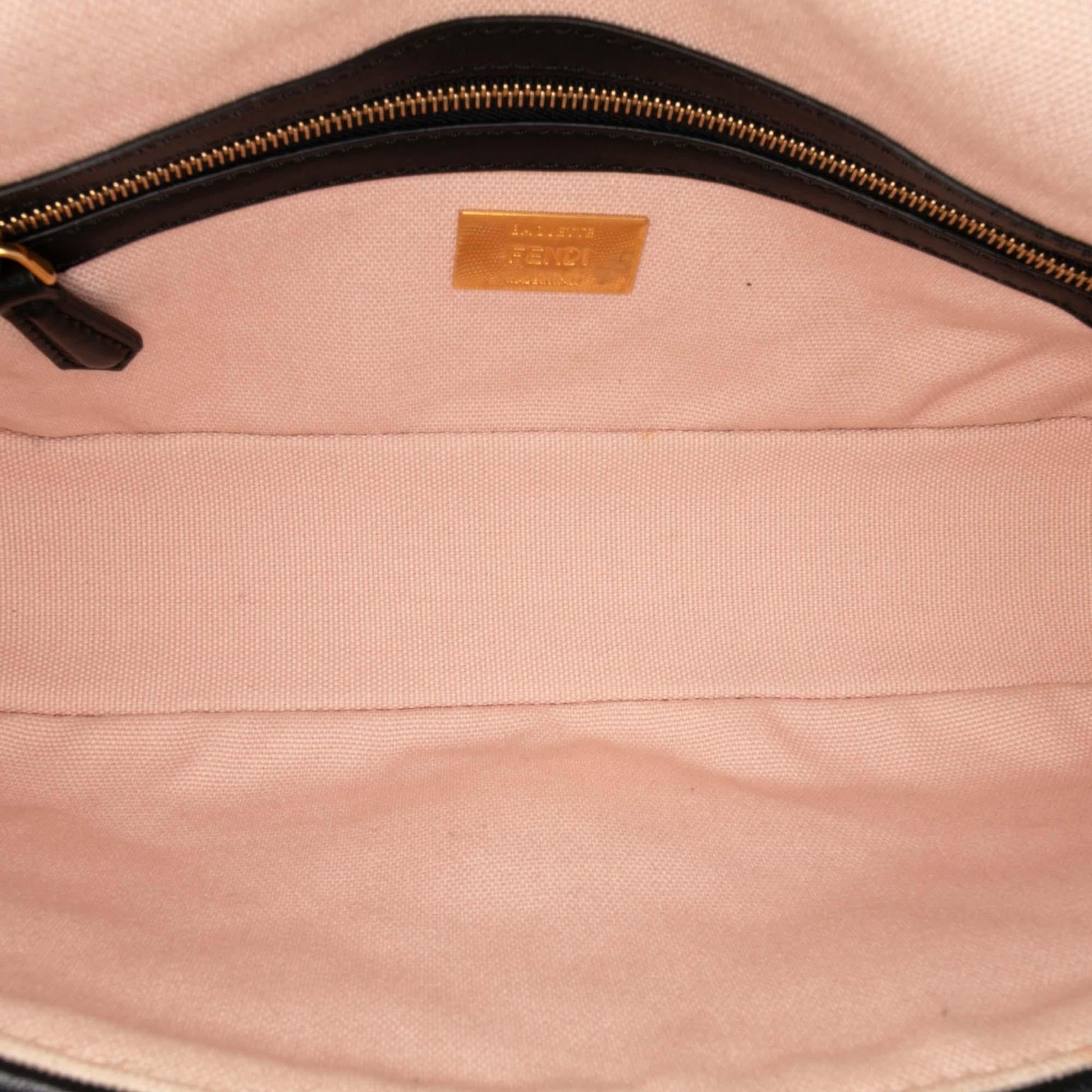 Fendi Zucca Embroidered Canvas Baguette Satchel