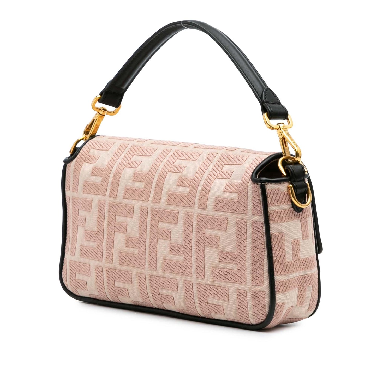 Fendi Zucca Embroidered Canvas Baguette Satchel