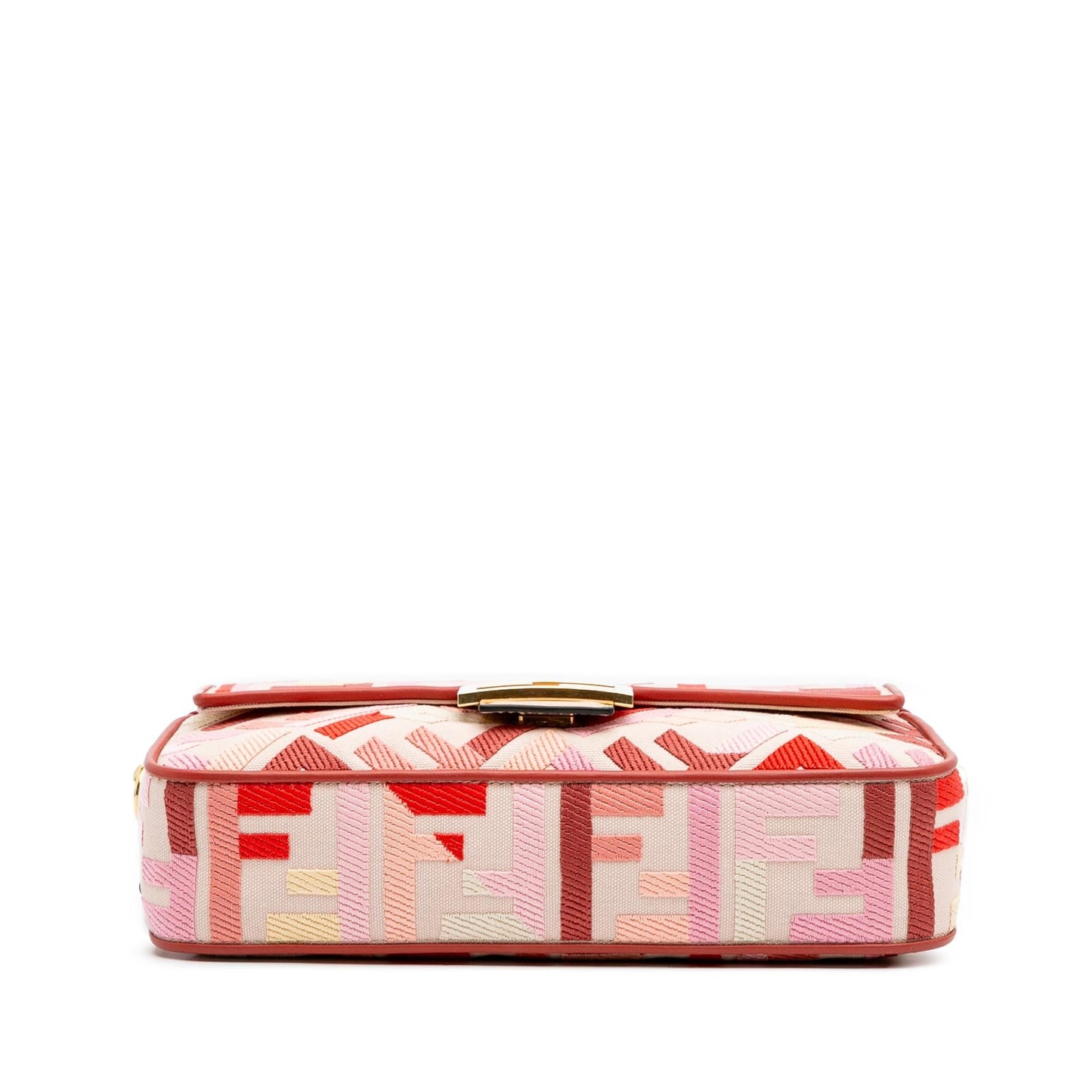 Fendi Zucca Embroidered Canvas Baguette Satchel