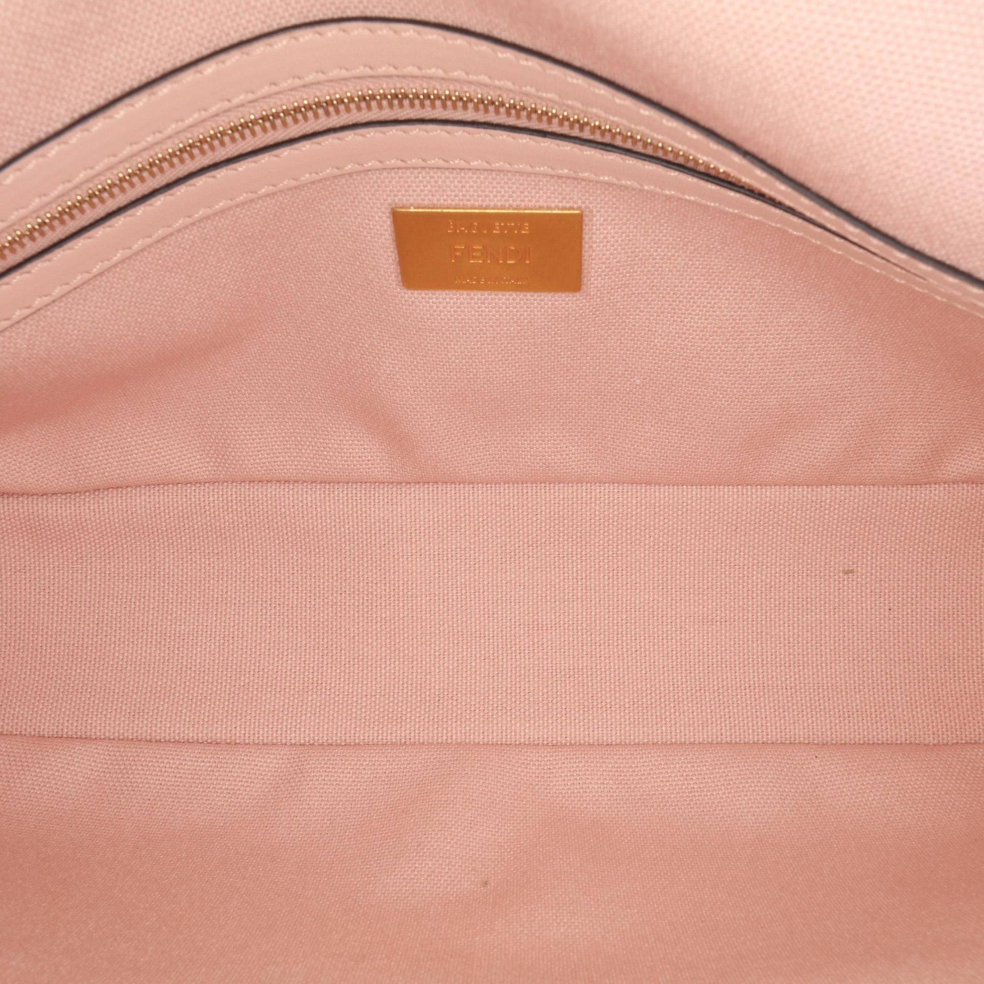 Fendi Zucca Embroidered Canvas Baguette Satchel