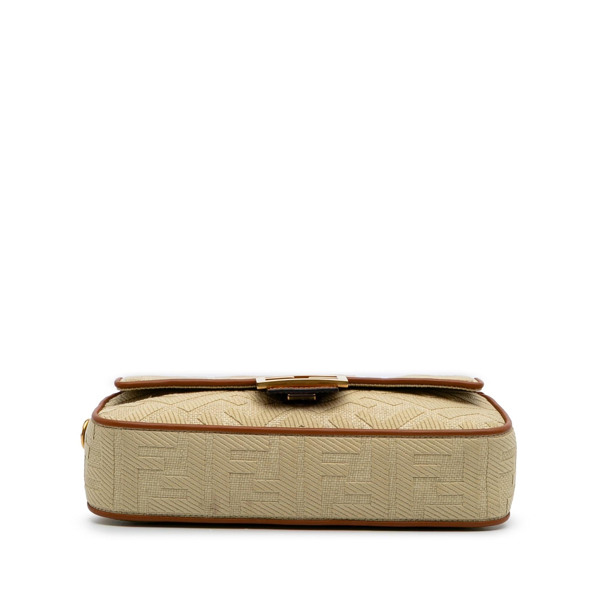 Fendi Zucca Embroidered Canvas Baguette Satchel