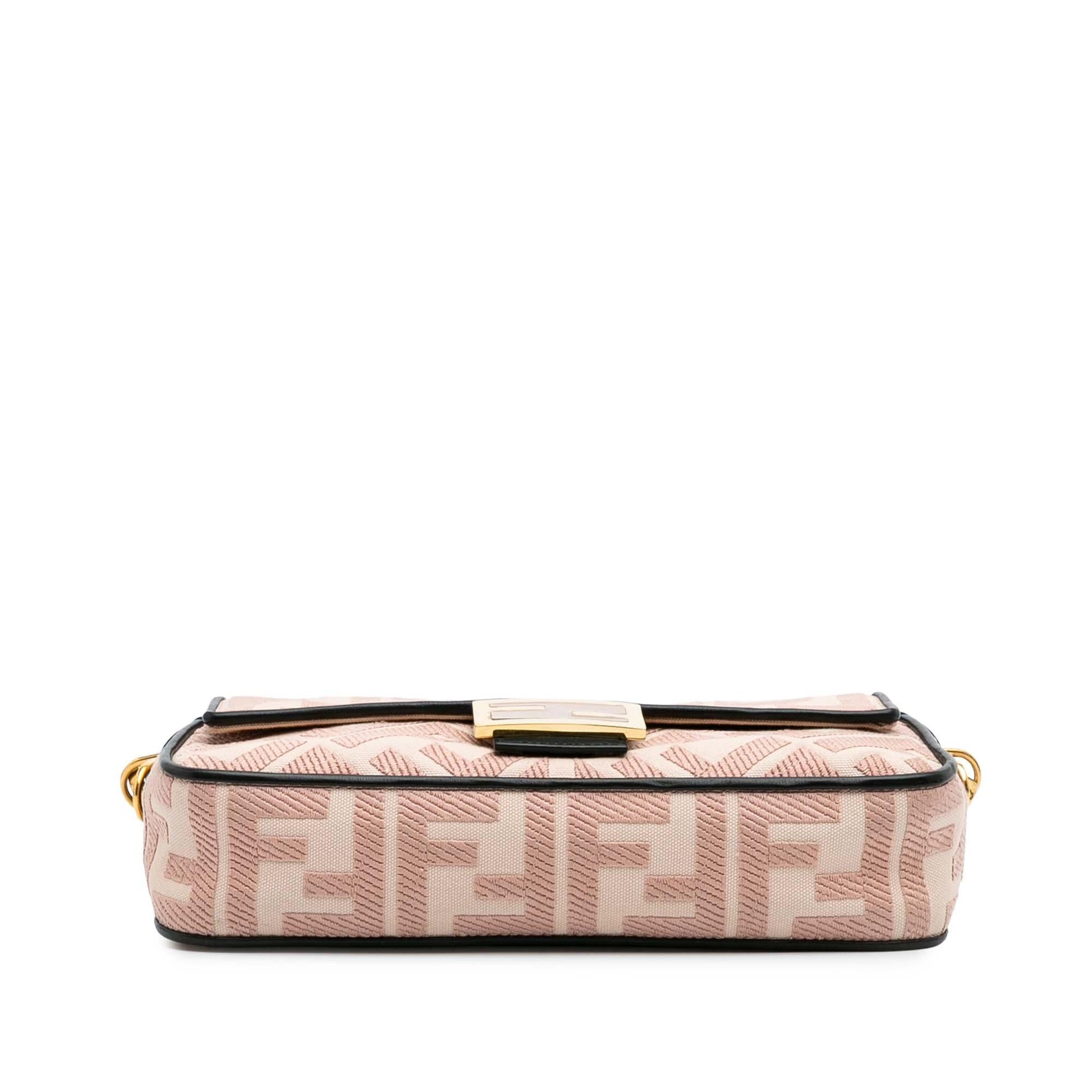 Fendi Mini Zucca Embossed Leather Baguette Satchel