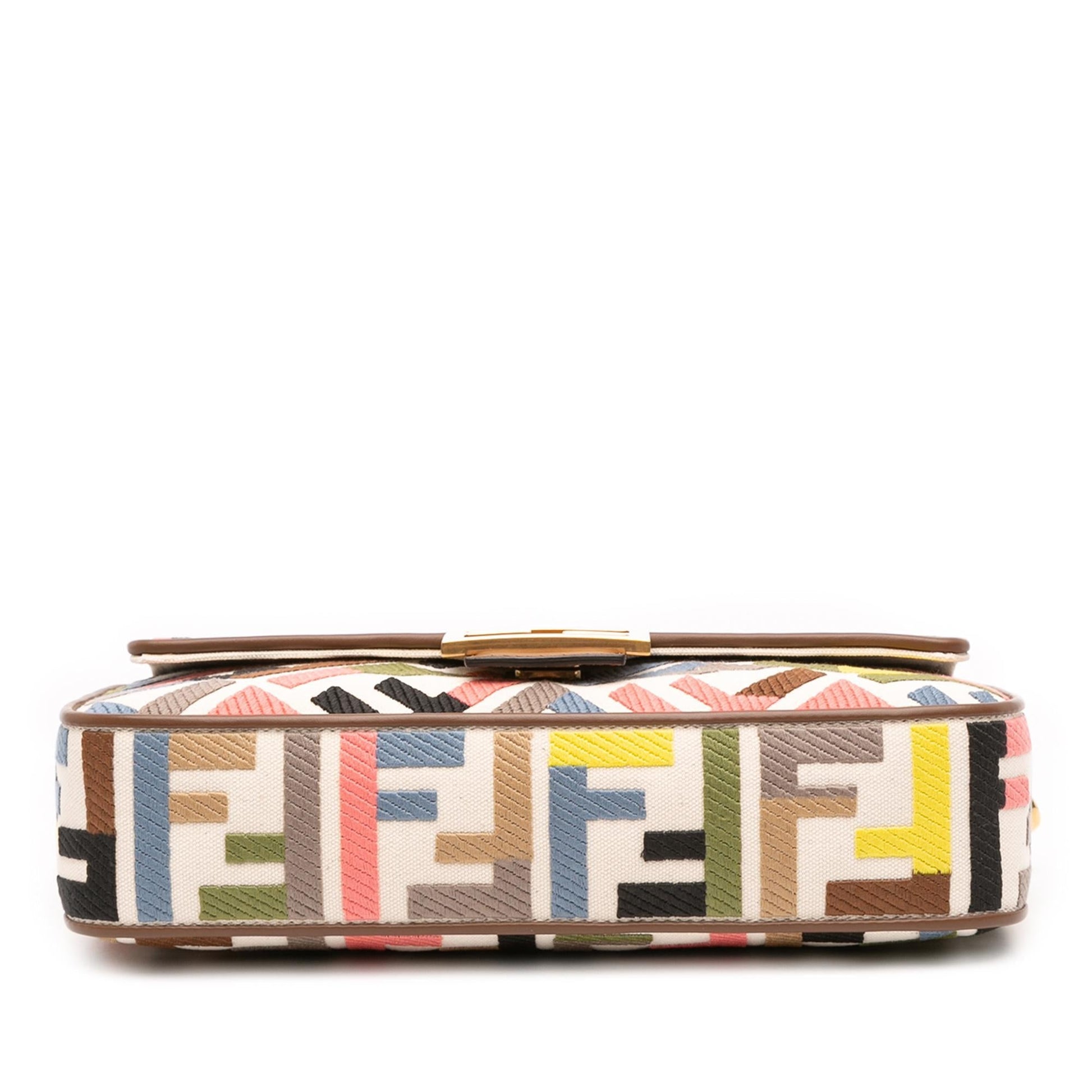 Fendi Zucca Embroidered Canvas Baguette Satchel