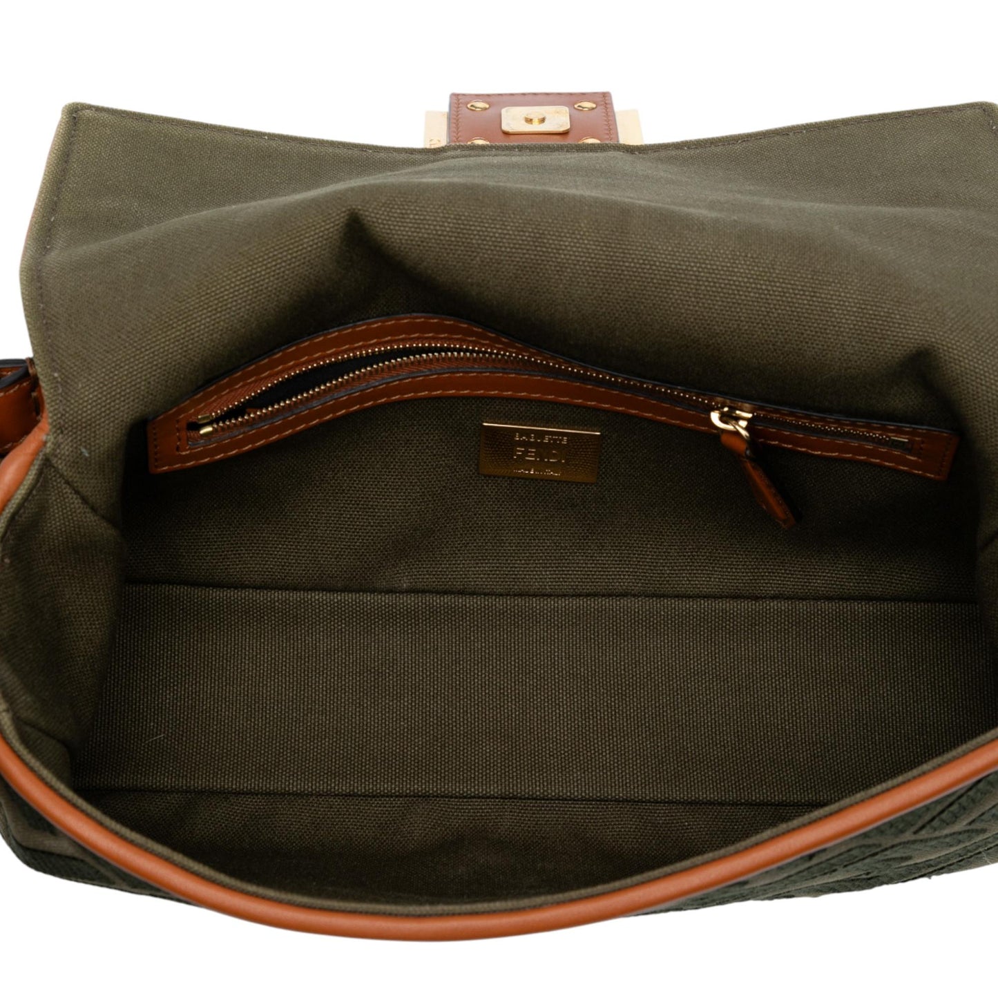 Fendi Mini Zucca Embossed Leather Baguette Satchel