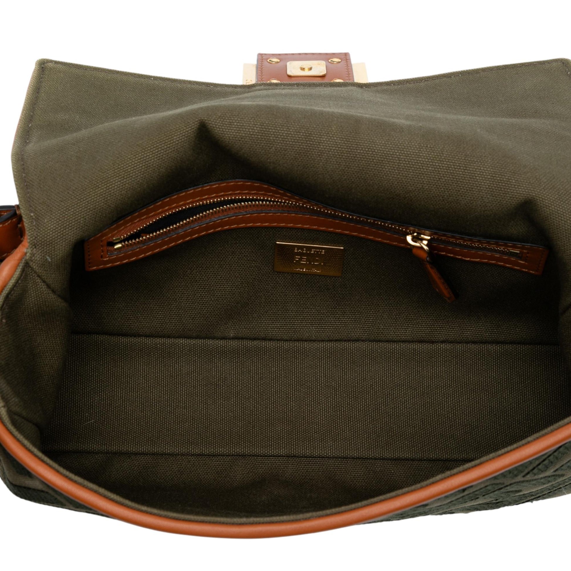 Fendi Mini Zucca Embossed Leather Baguette Satchel