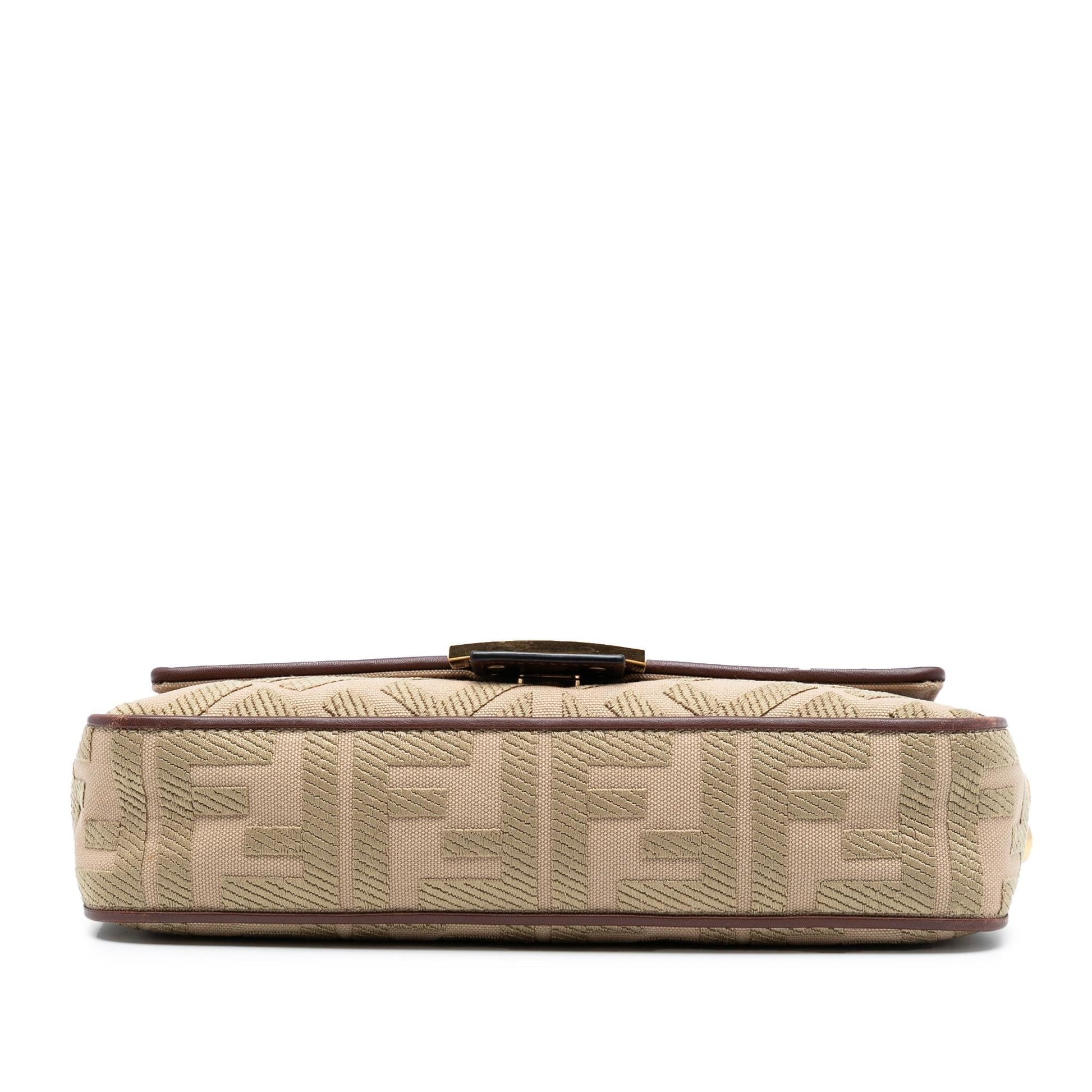 Fendi Zucca Embroidered Canvas Baguette Satchel