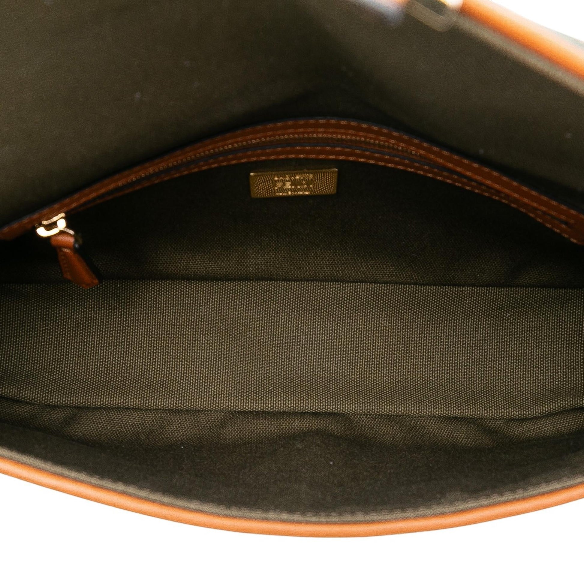 Fendi Zucca Embroidered Canvas Baguette Satchel