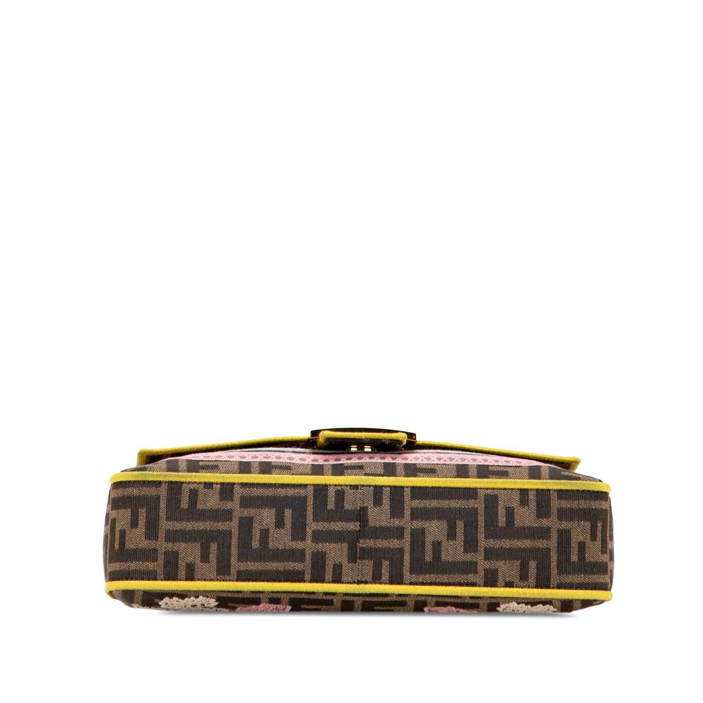 Fendi Zucca Embroidered Canvas Floral Baguette Satchel