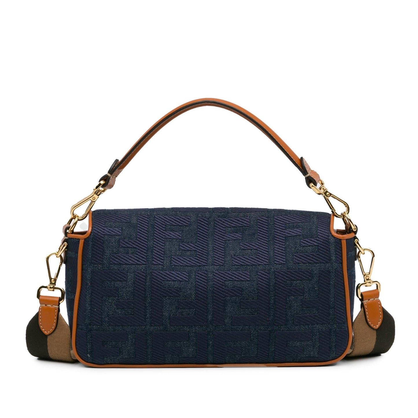 Fendi Zucca Embroidered Denim Baguette Satchel (oiAEAB)