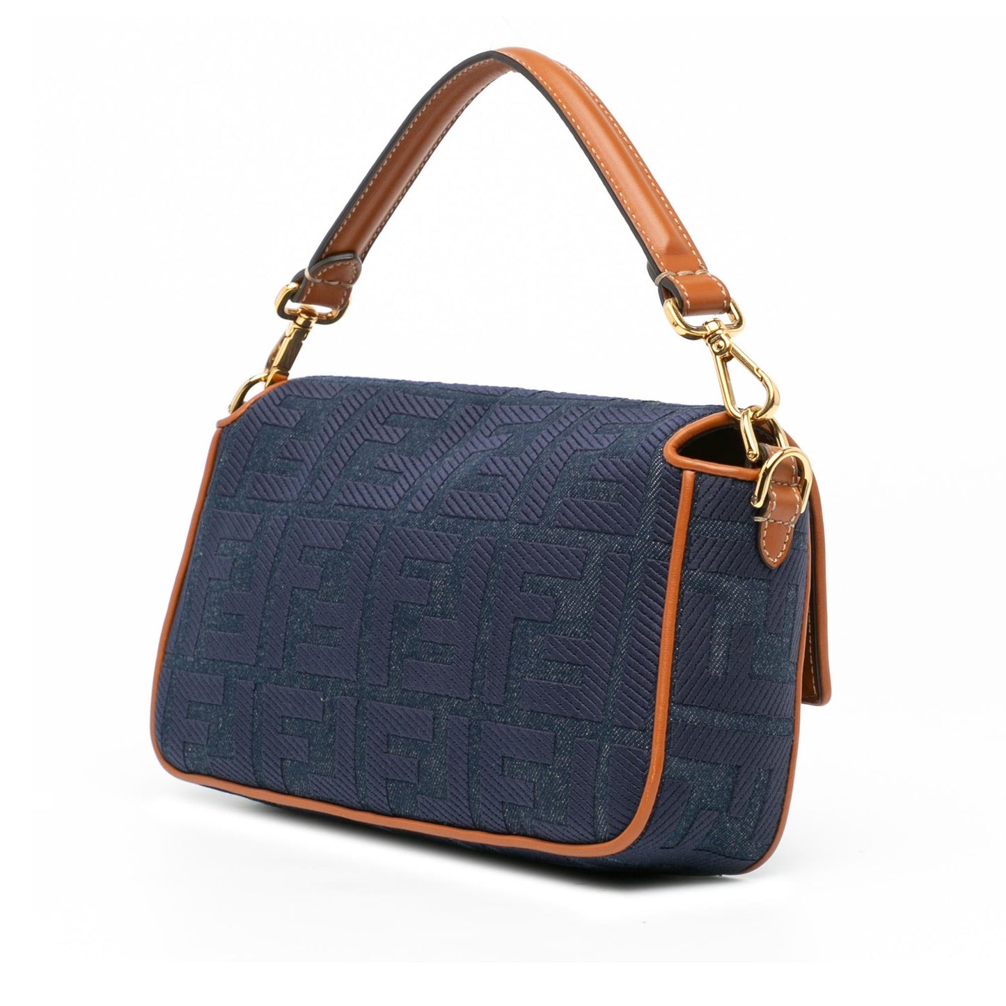 Fendi Zucca Embroidered Denim Baguette Satchel (1q9dga)